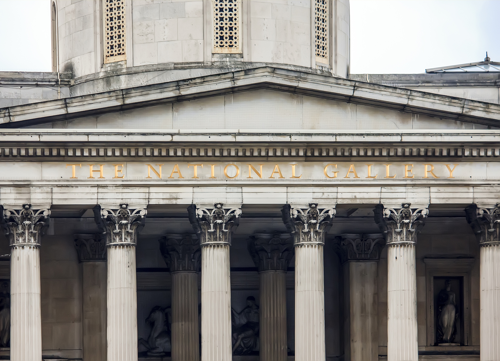 the national gallery sign in london, uk