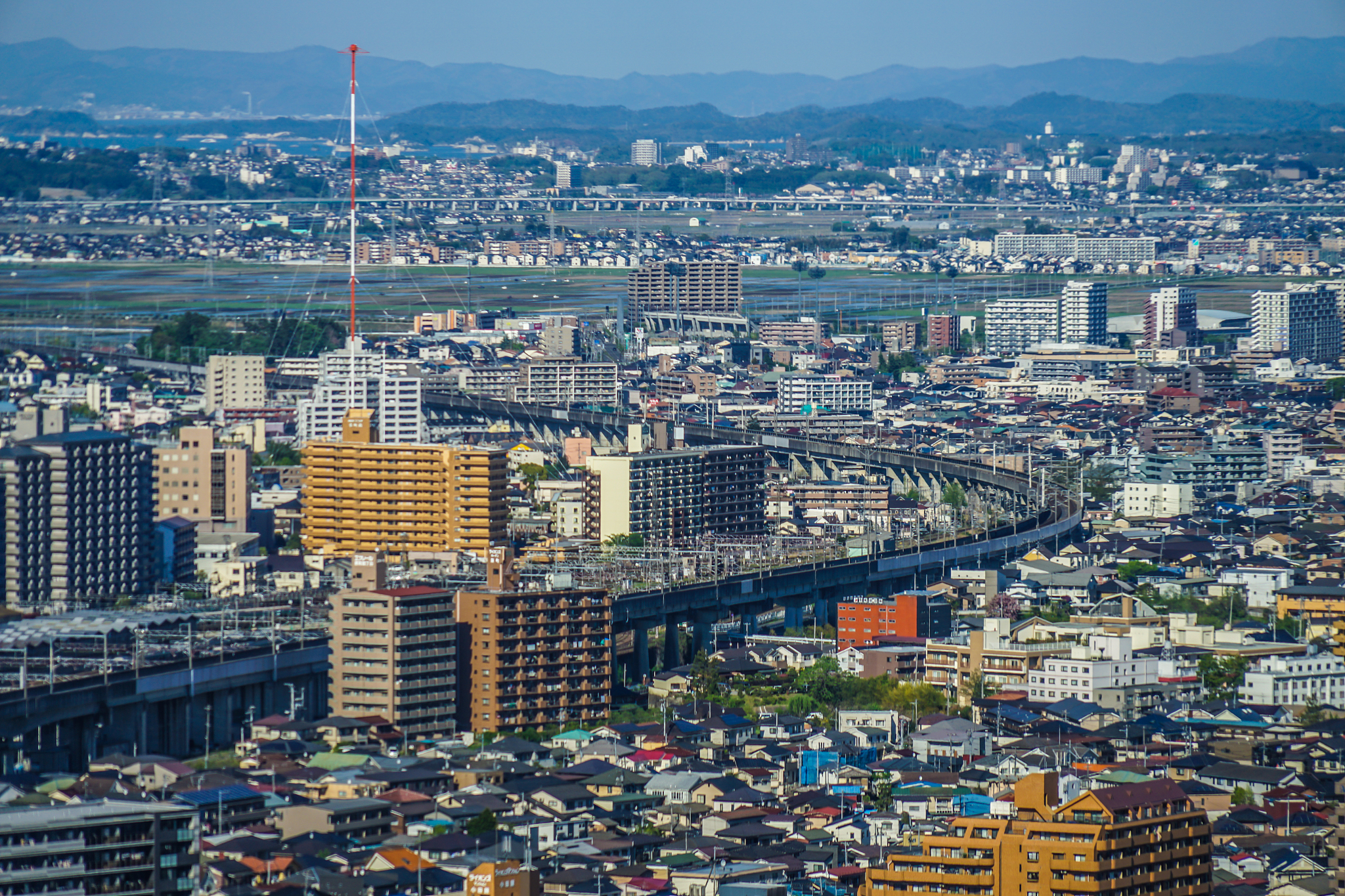 sendai city skyline of fine weather