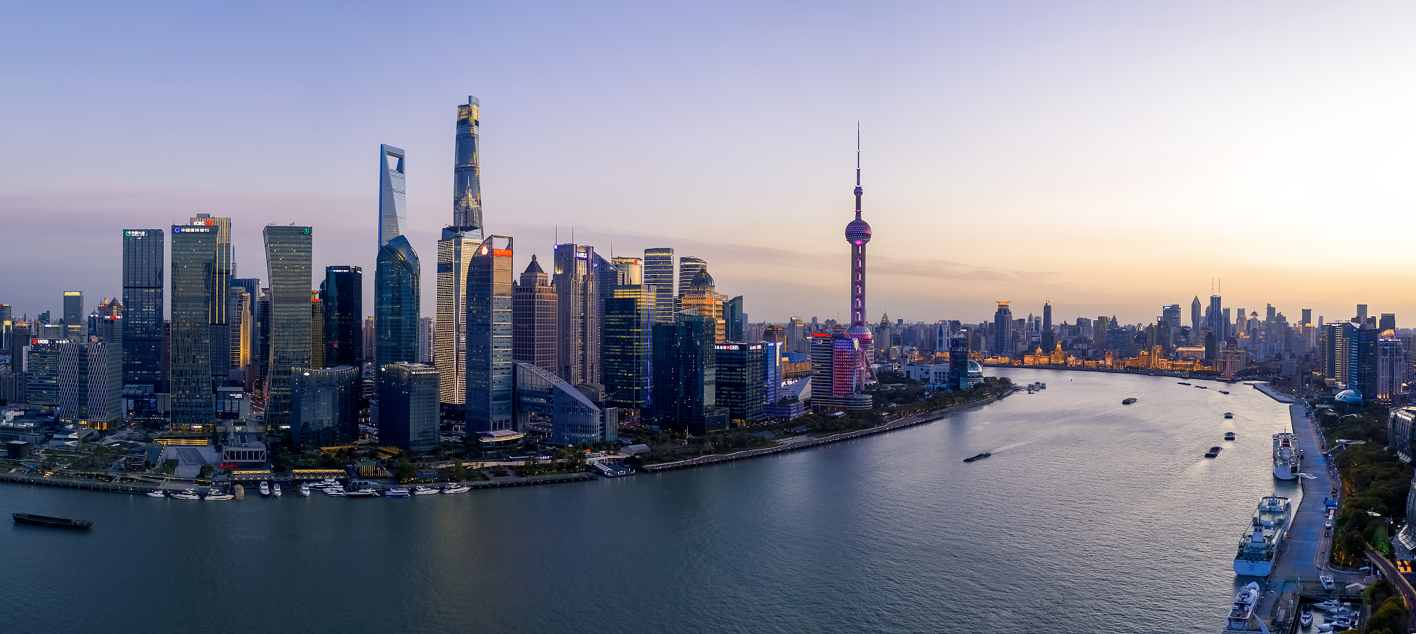 panoramic skyline of shanghai