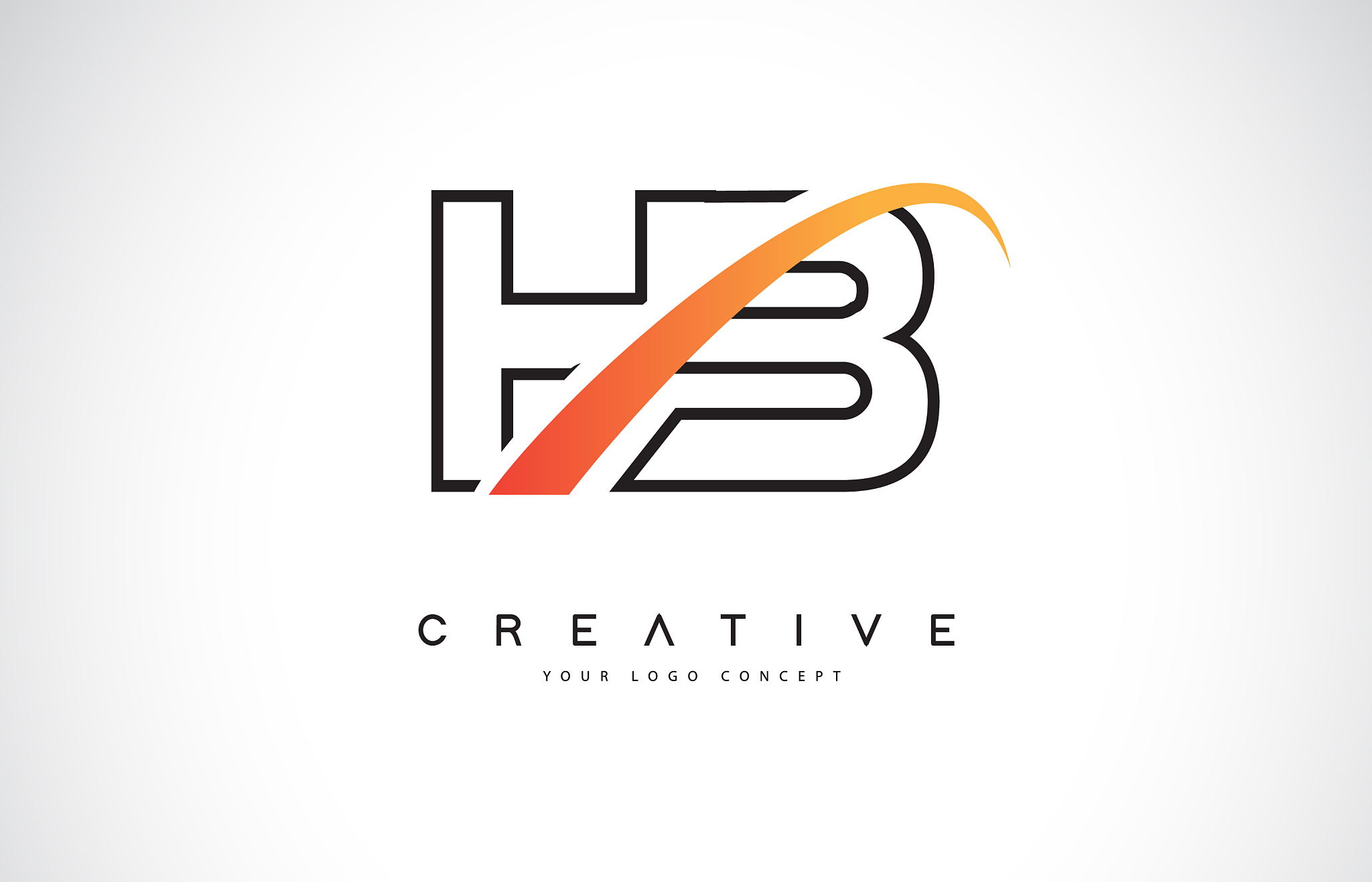 hb h b swoosh letter logo design with modern