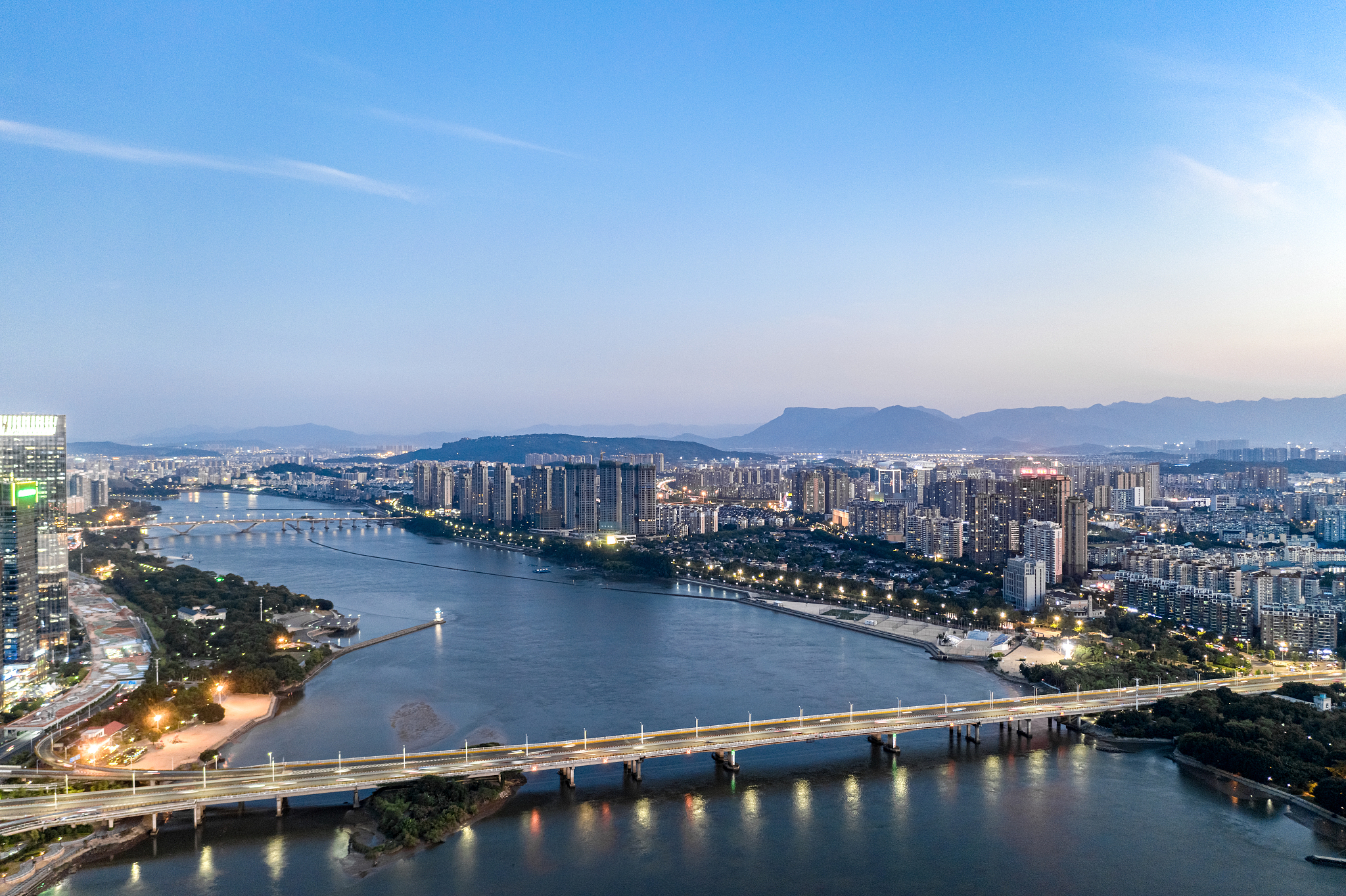 航拍中国福州城市风光