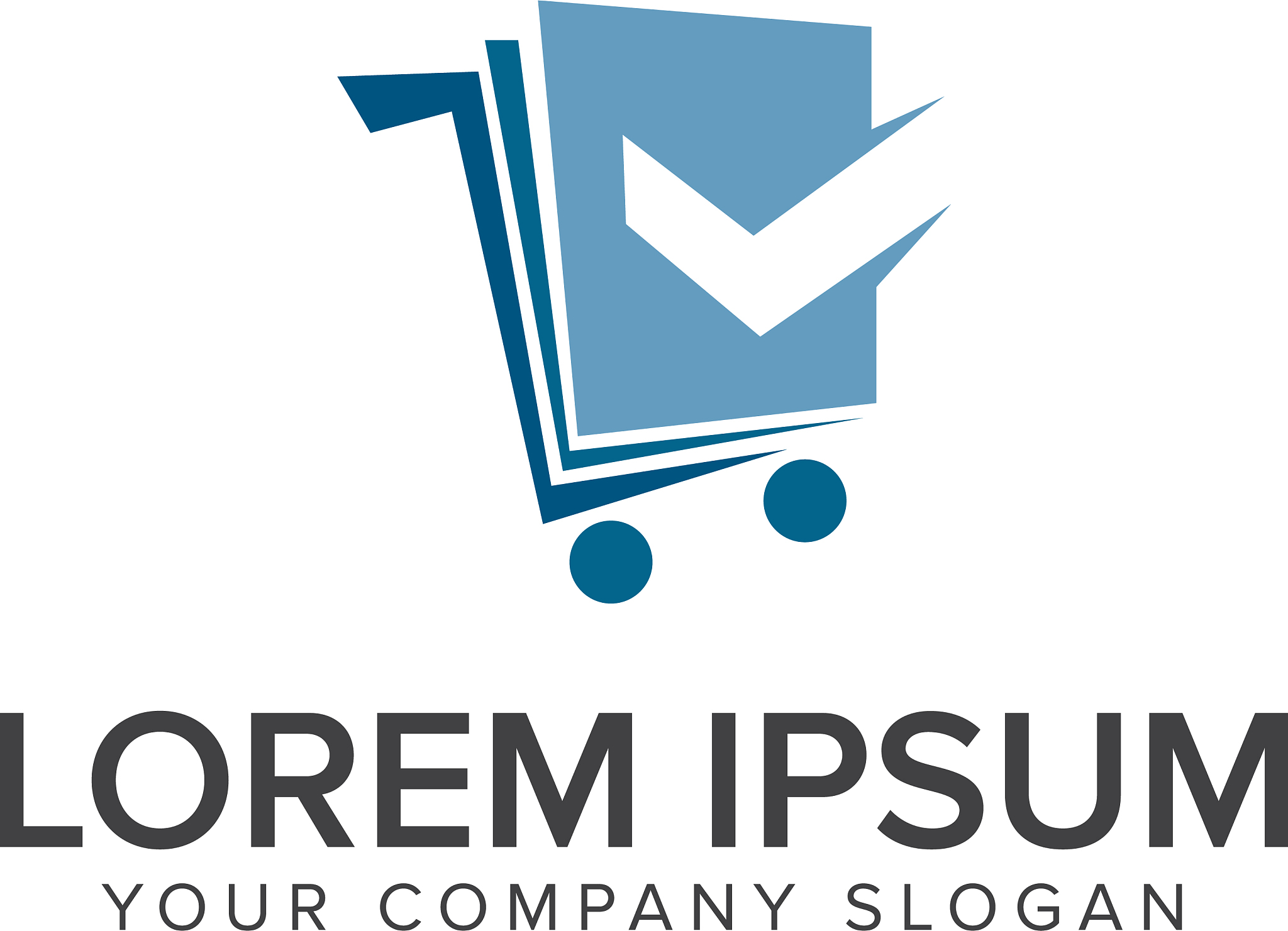 shopping check mark logo design concept template