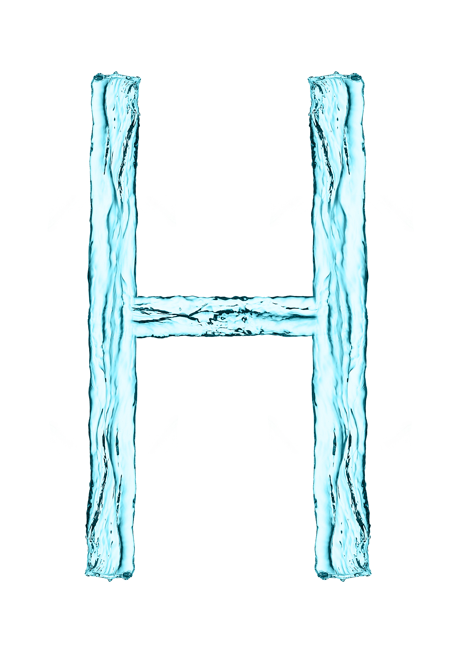 water splash letter h with light blue color