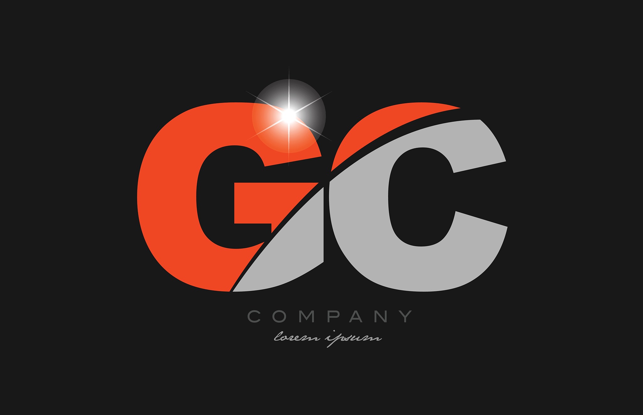 combination letter gc g c in grey orange color alphabet for logo