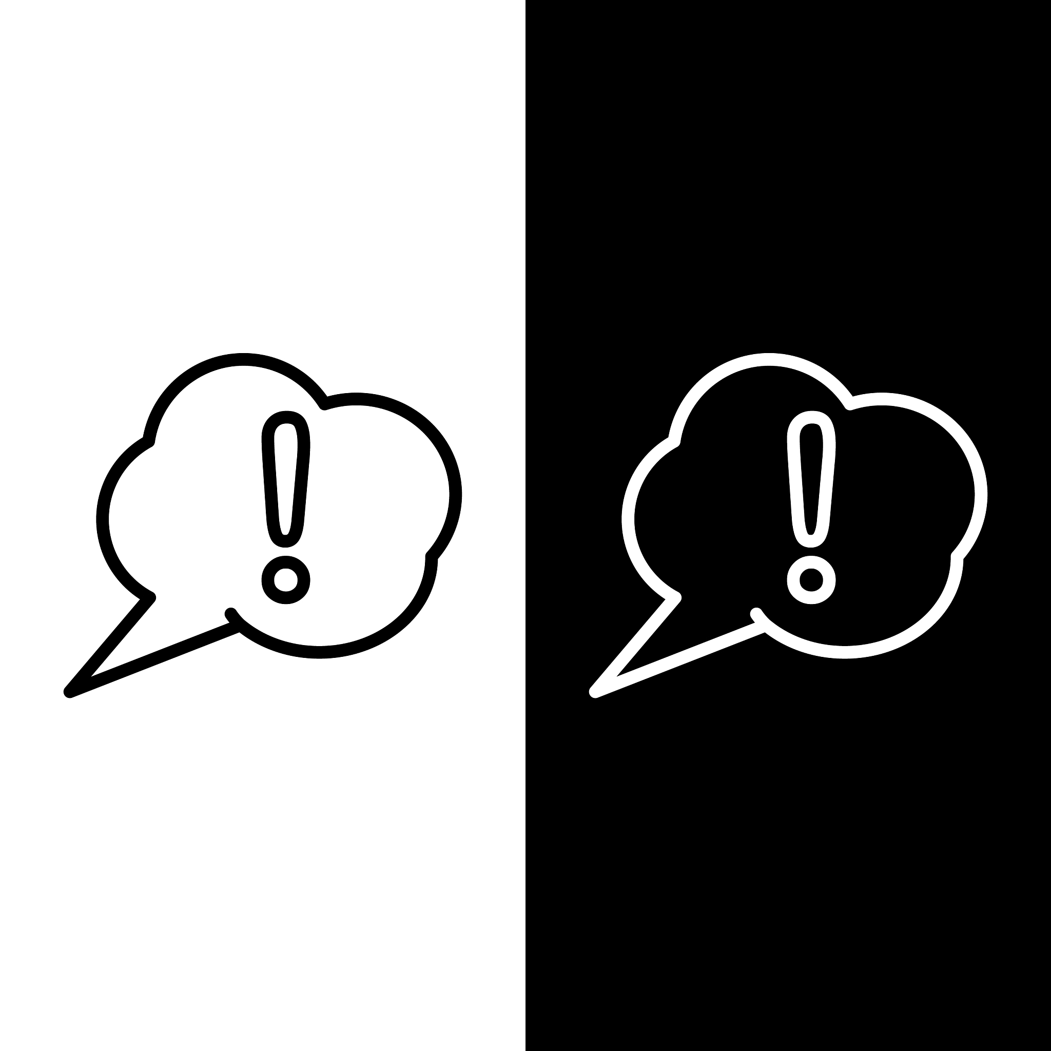 set line speech bubble and exclamation icon