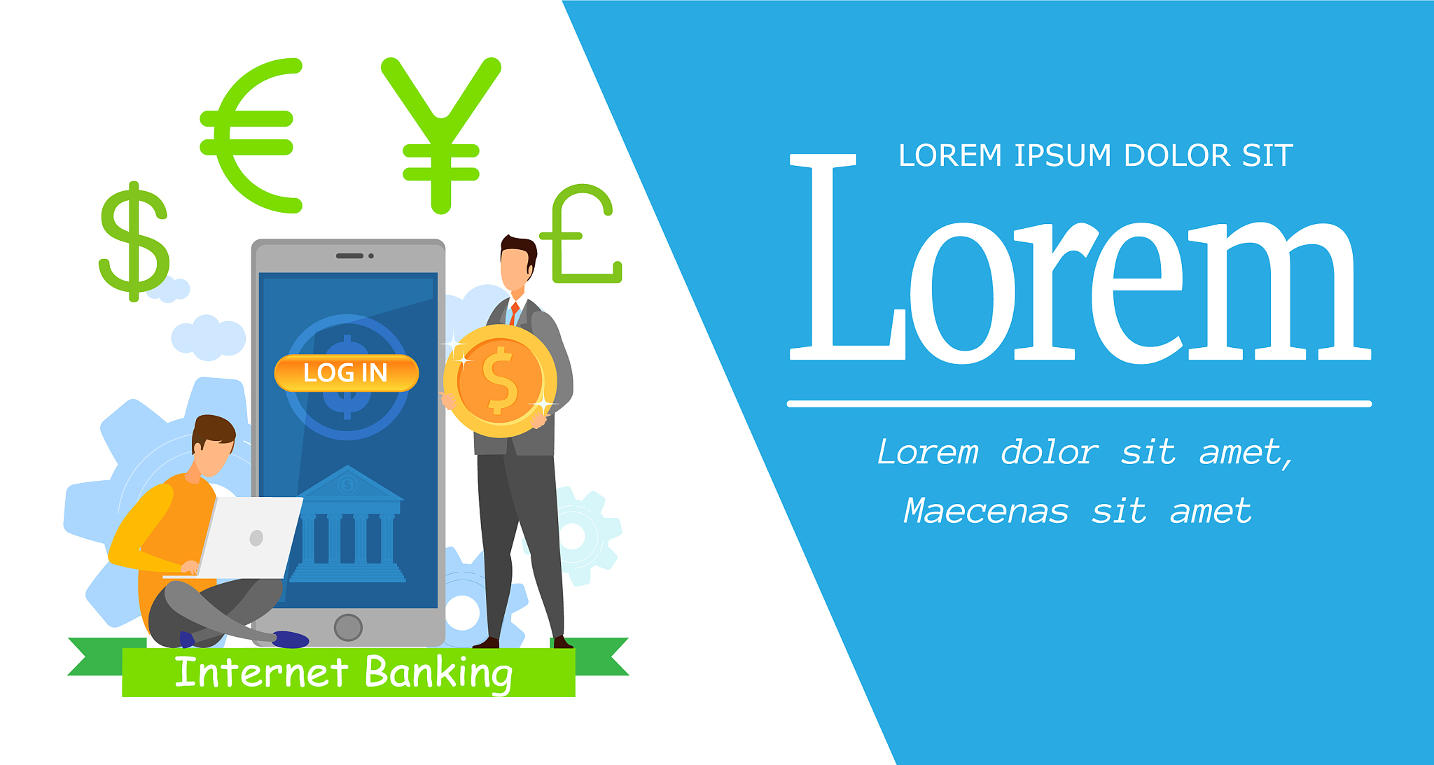 stock market trading app flat banner template