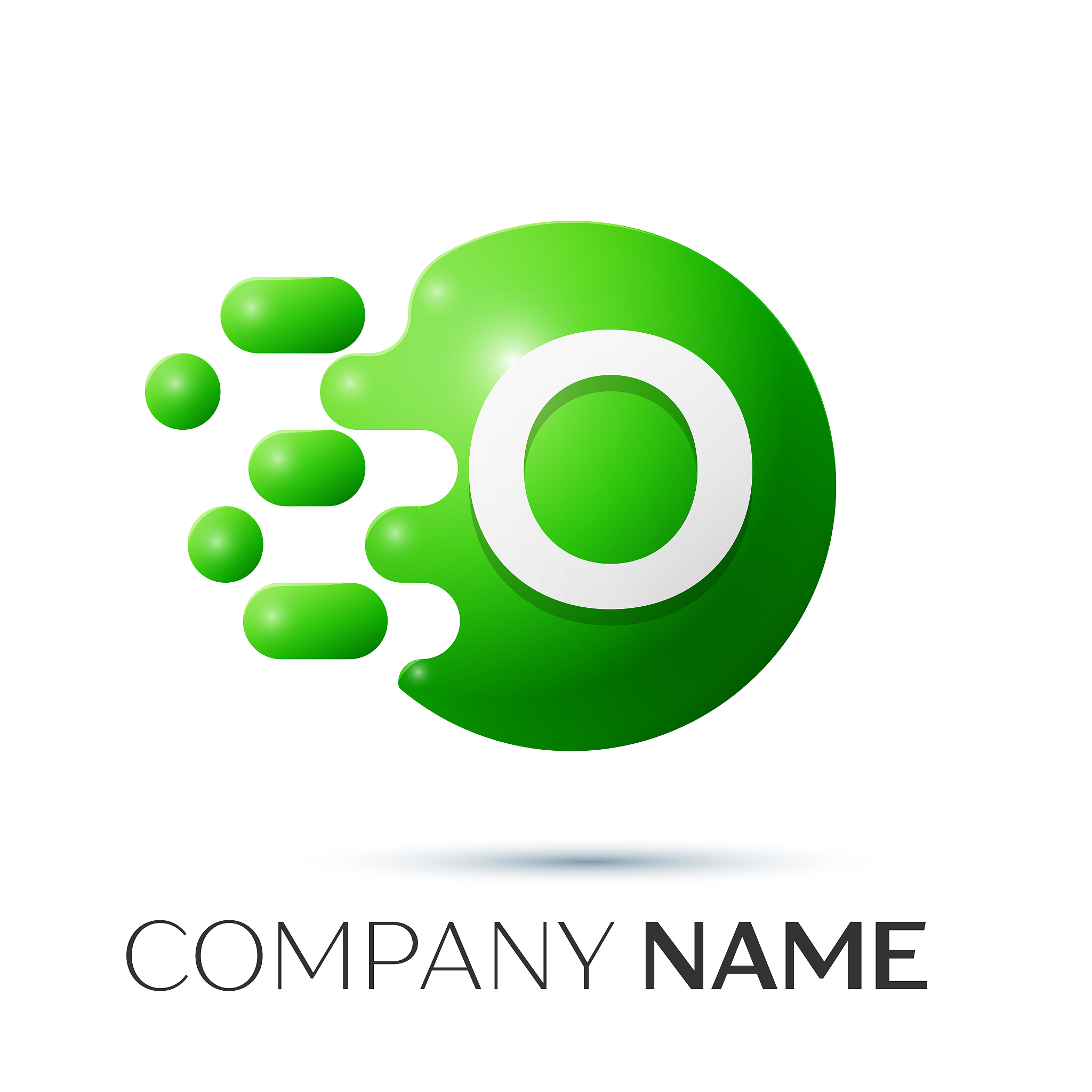 o letter splash logo green dots and circle bubble