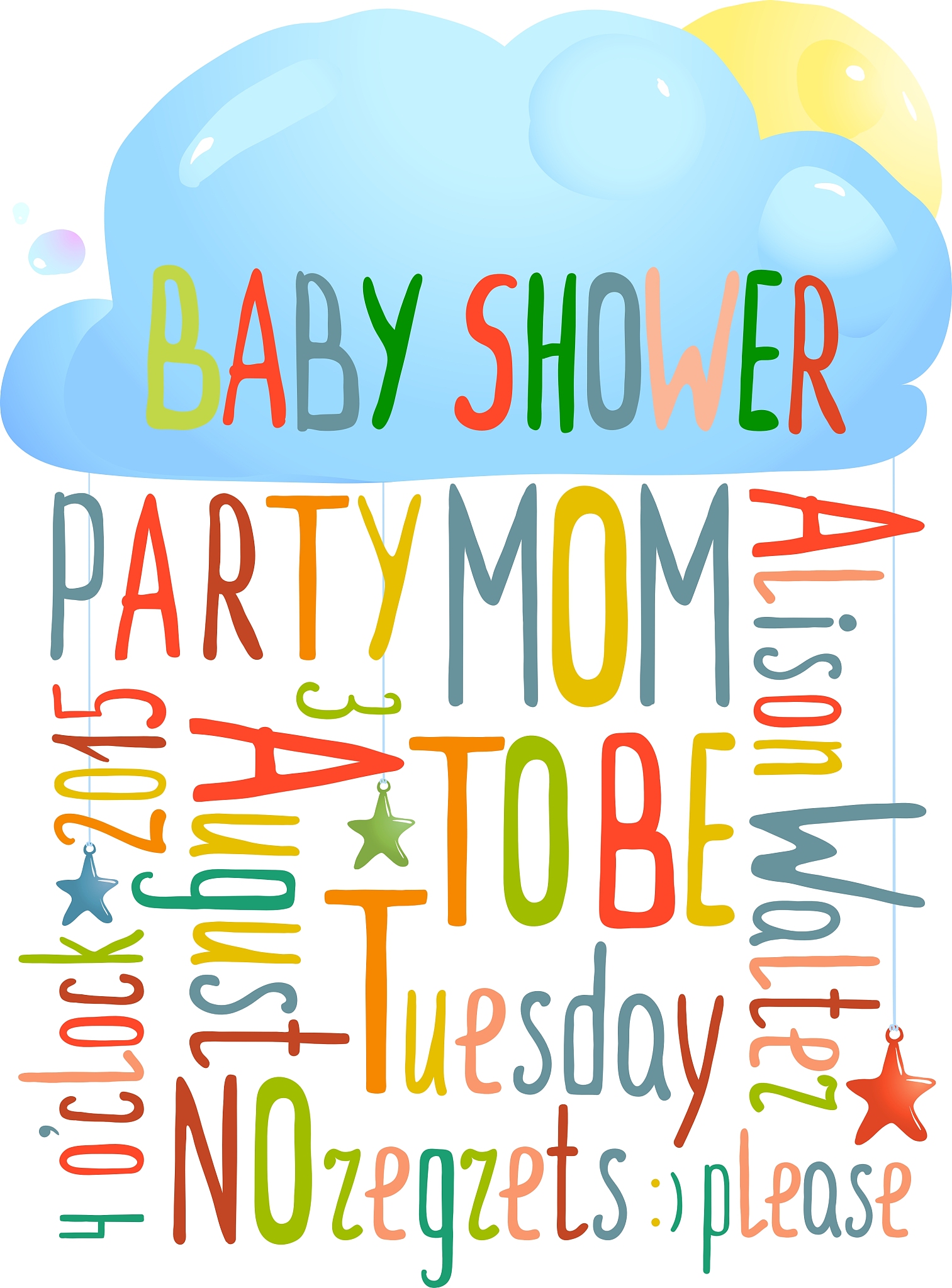 baby shower invitation with cloud