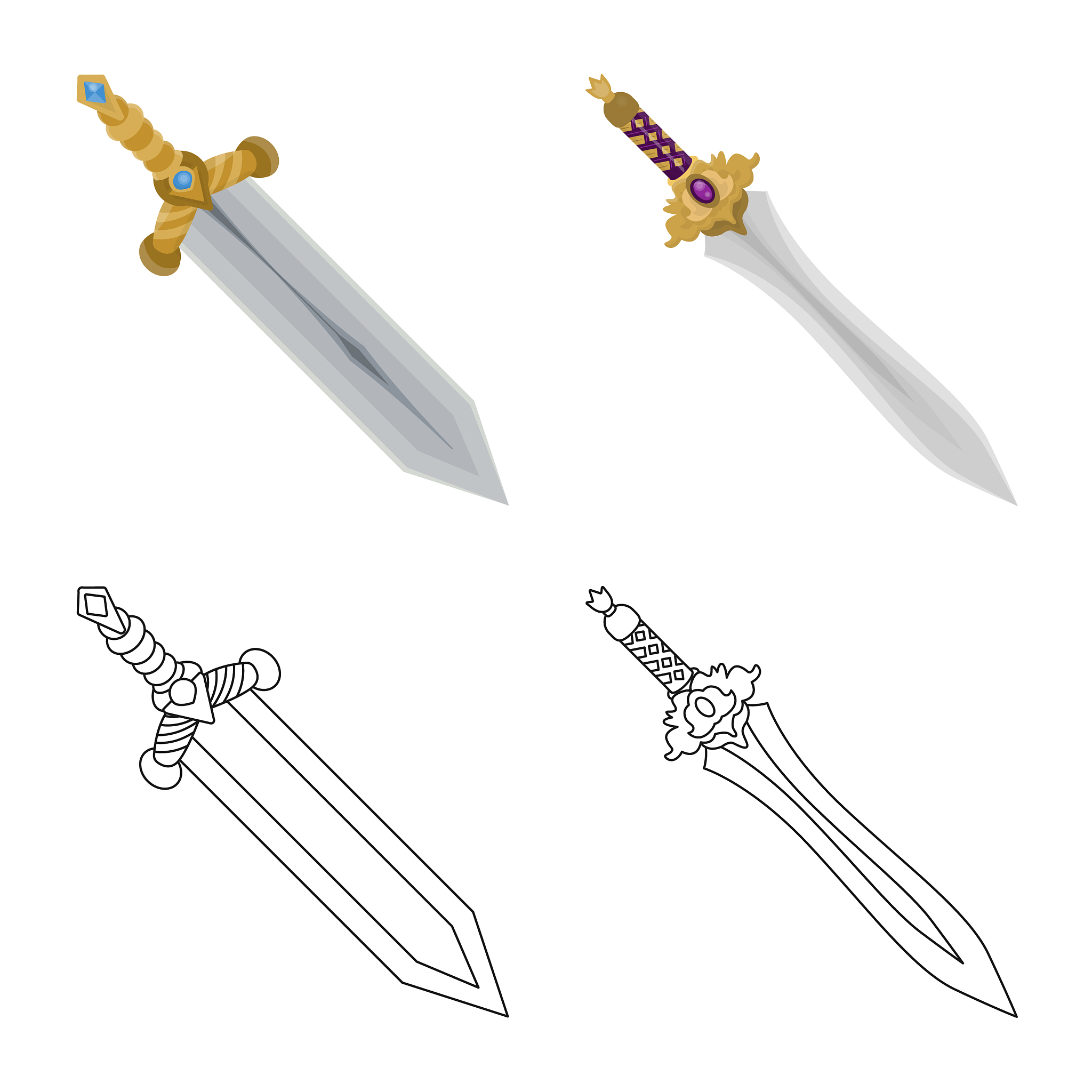 isolated object game and armor sign set of