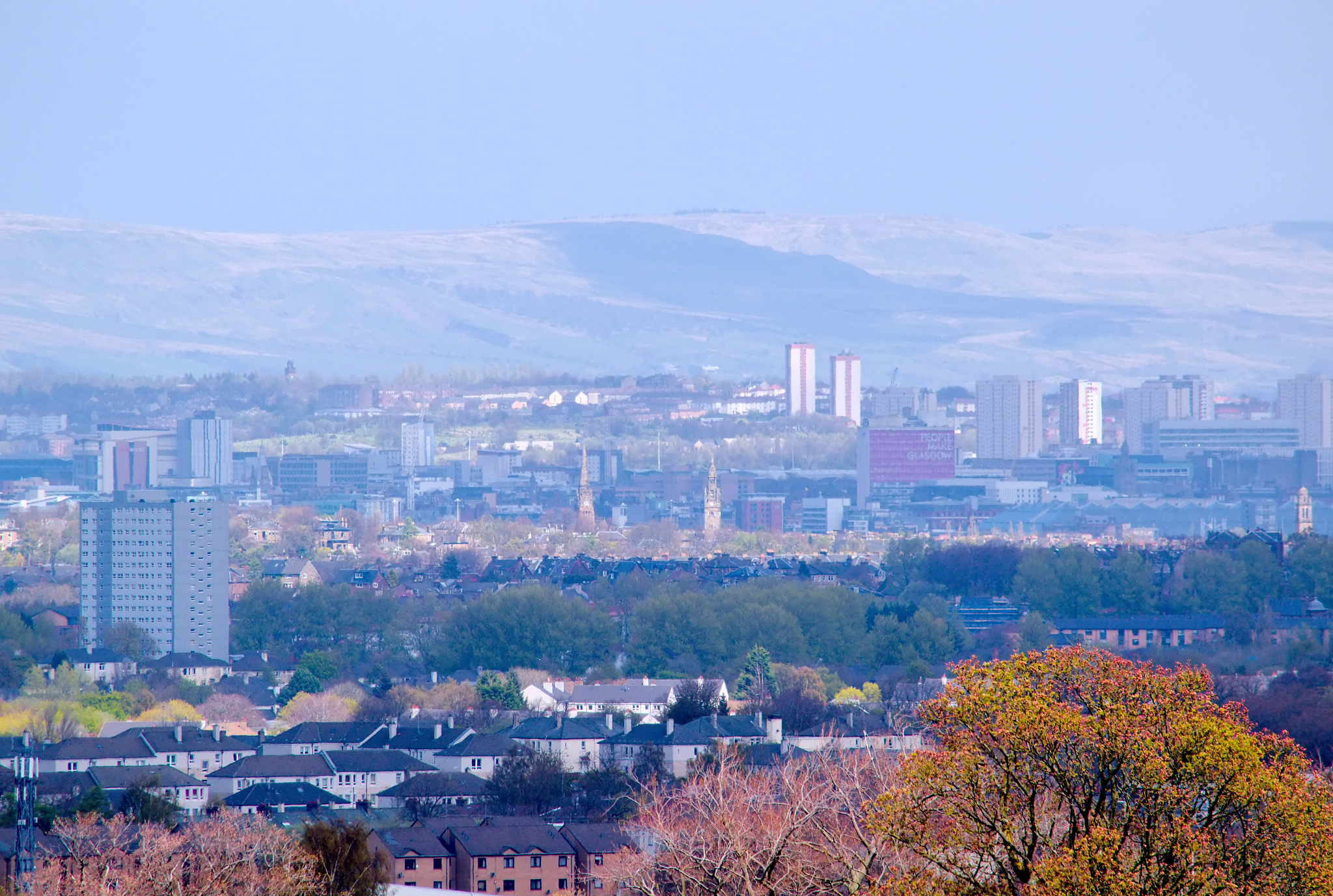 view across south-west glasgow