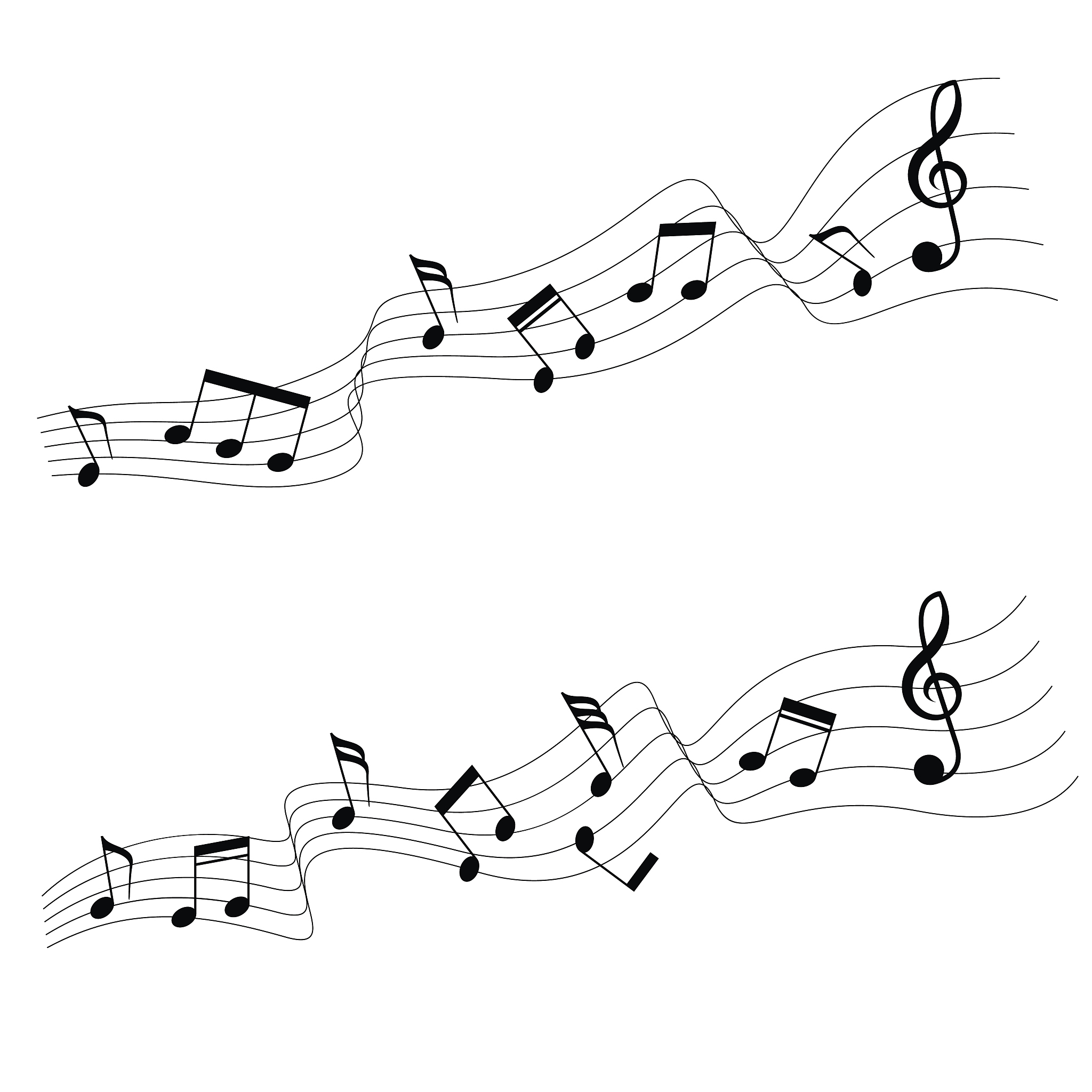 two music notes in wave style.