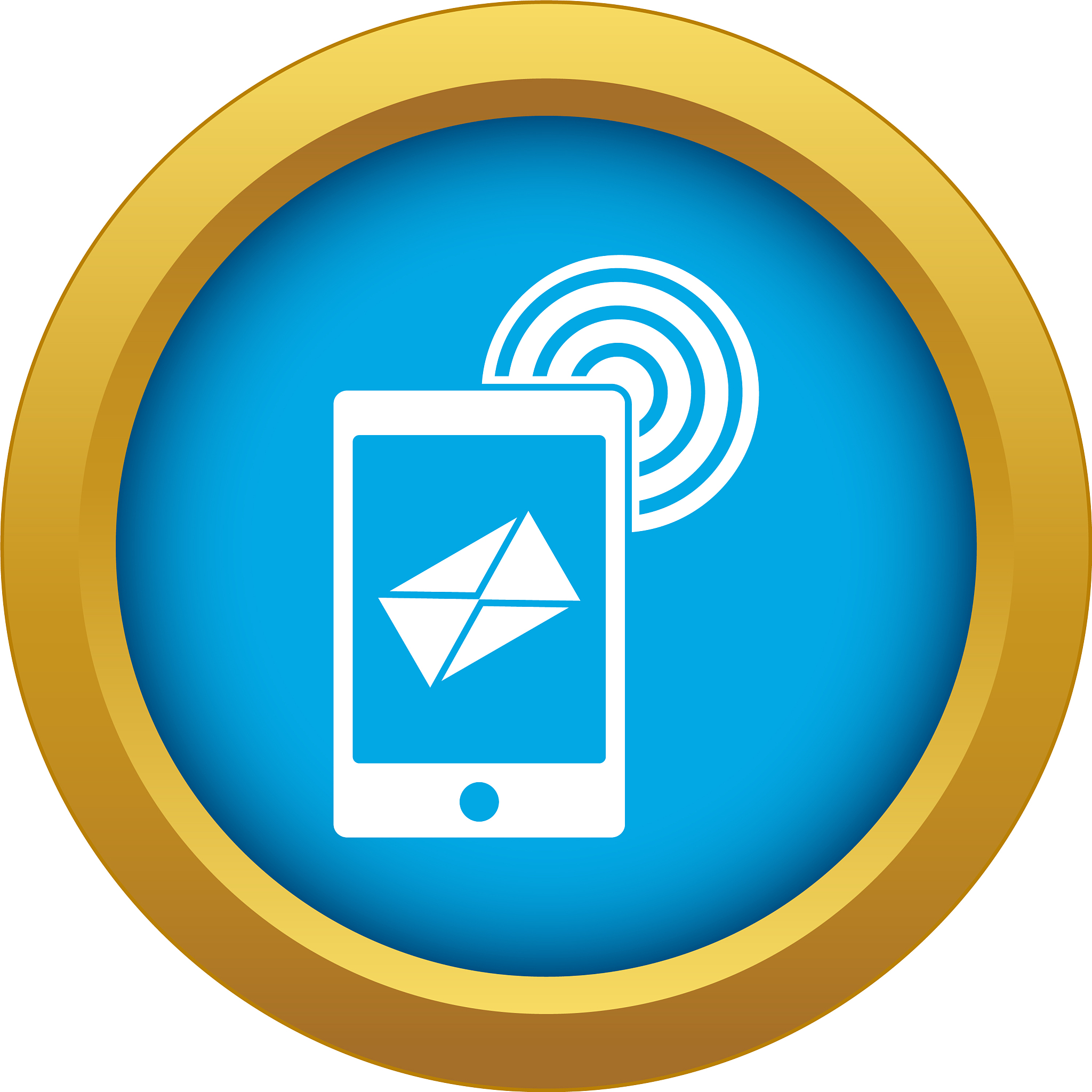 mobile mail sign icon blue isolated