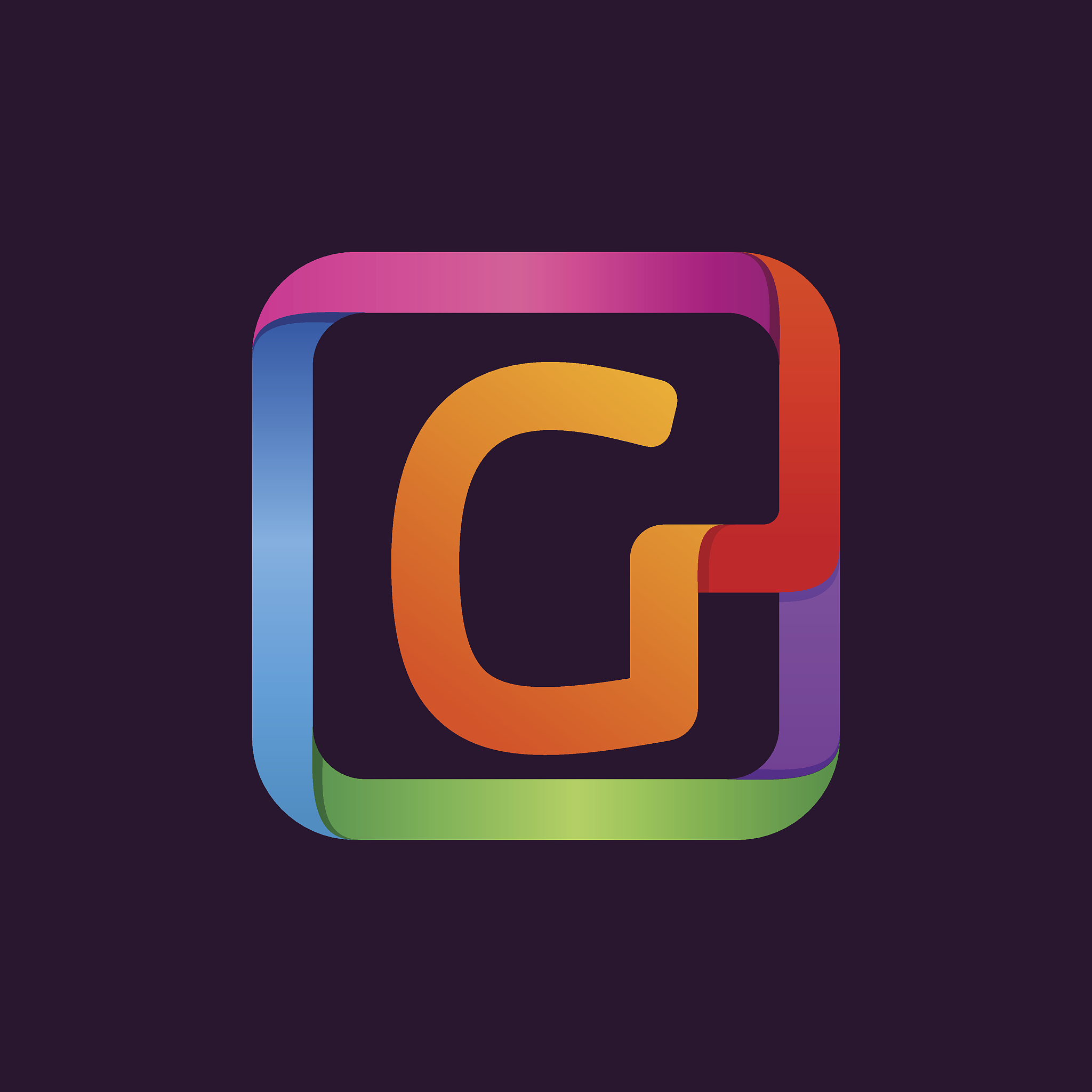 g letter colorful icon in square.