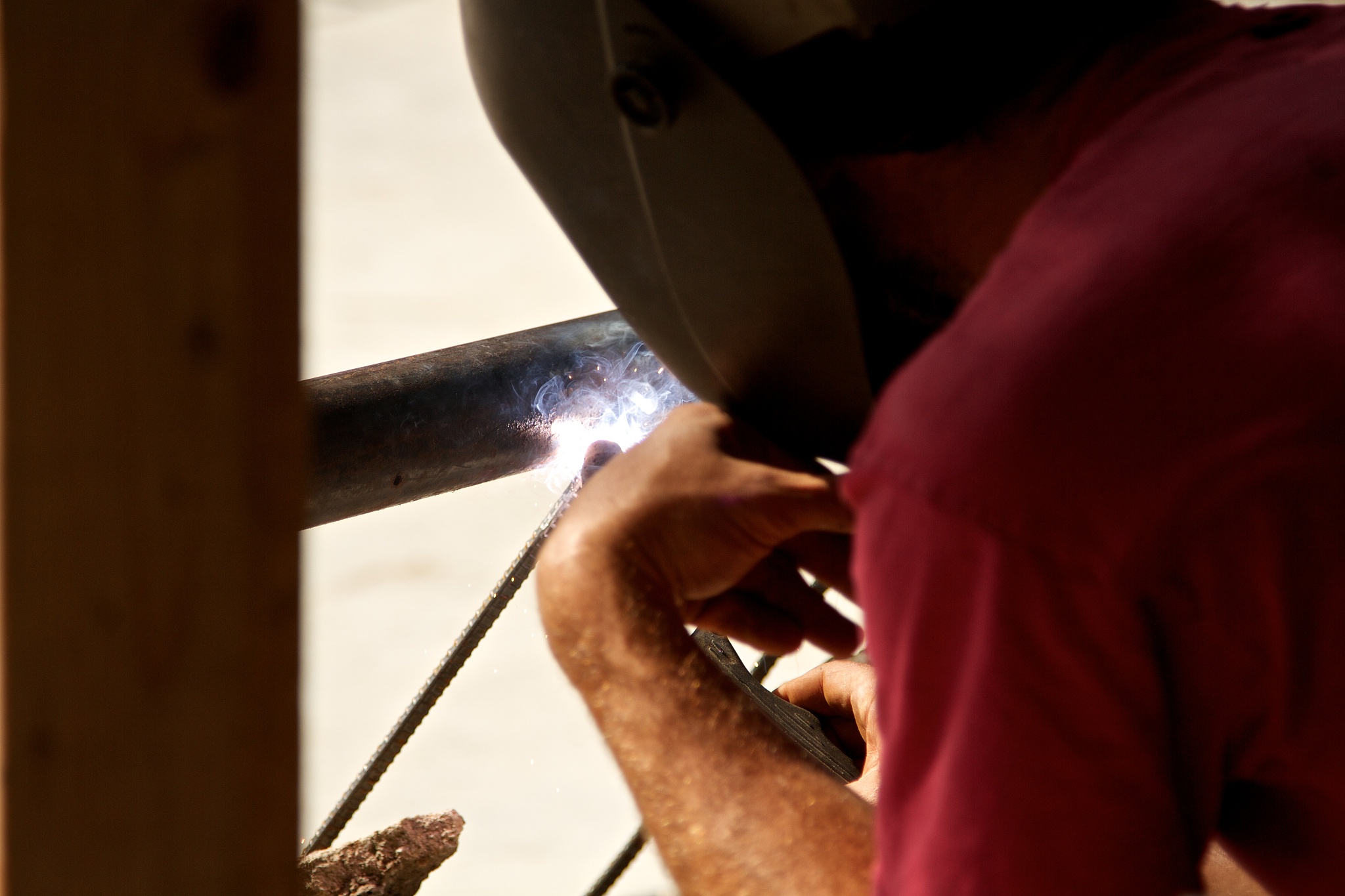 man welding