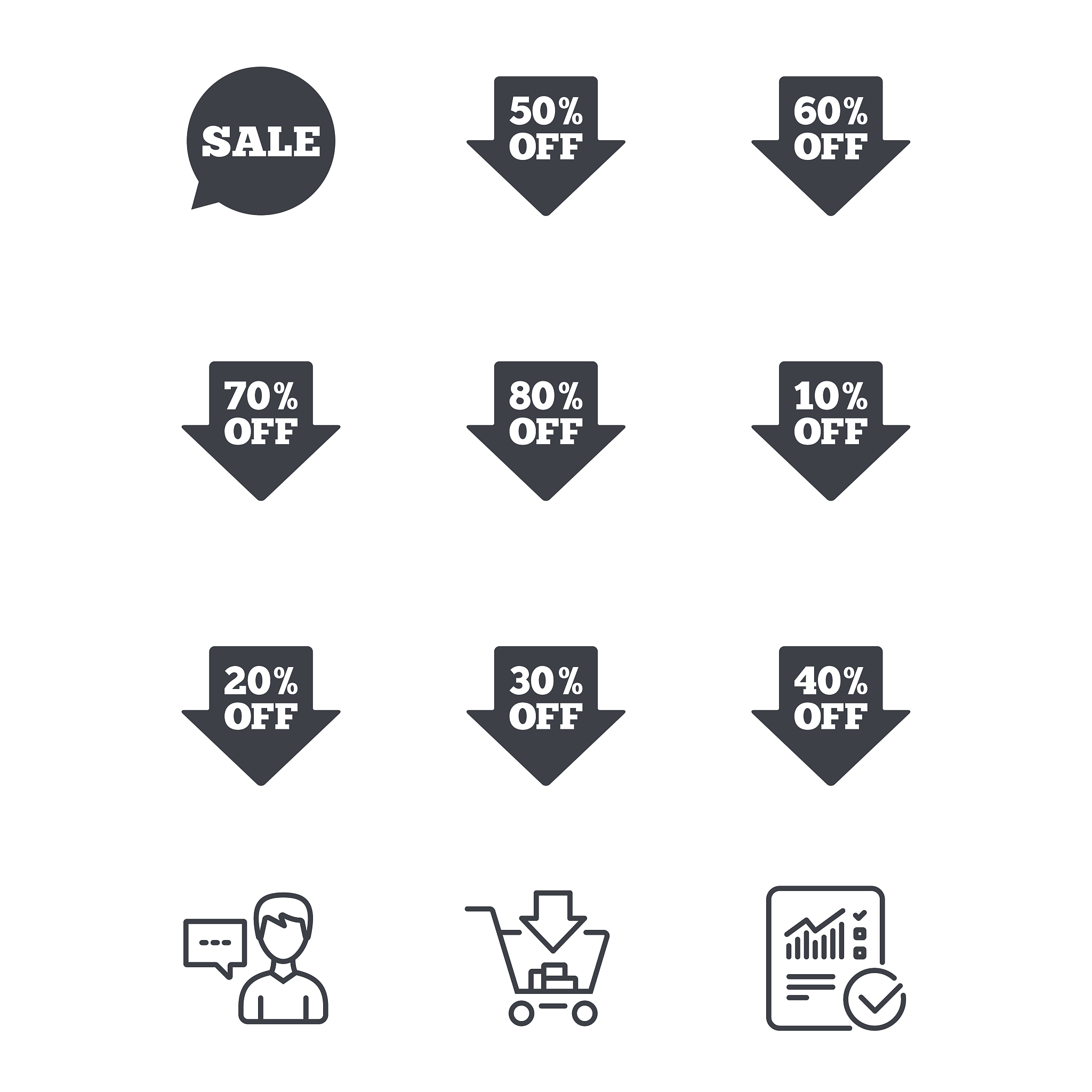 sale discounts icons. special offer signs.