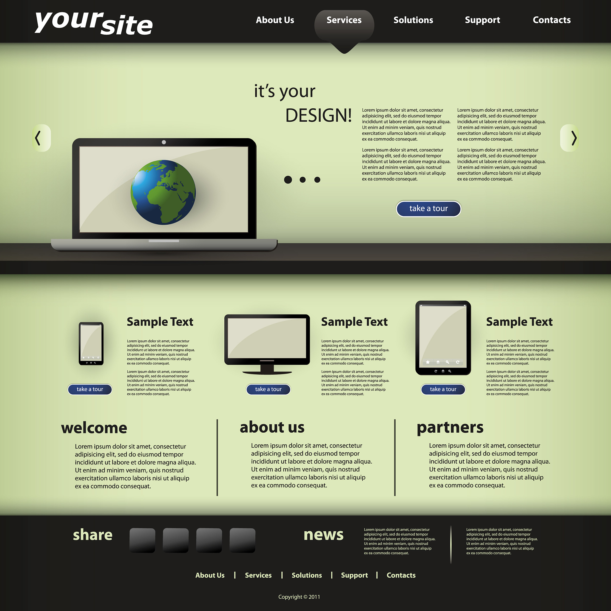 one page website template