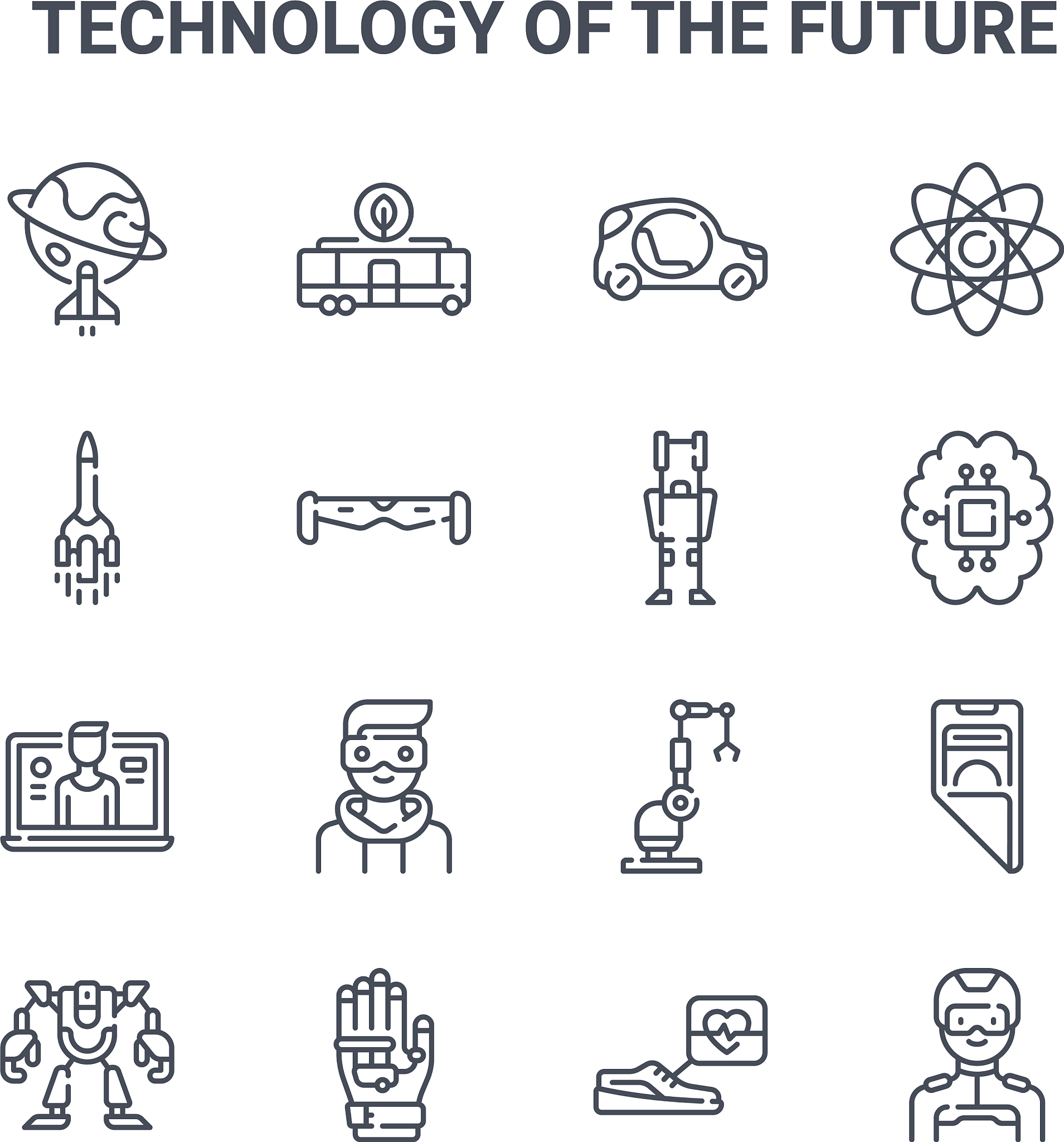 set 16 technology future concept line