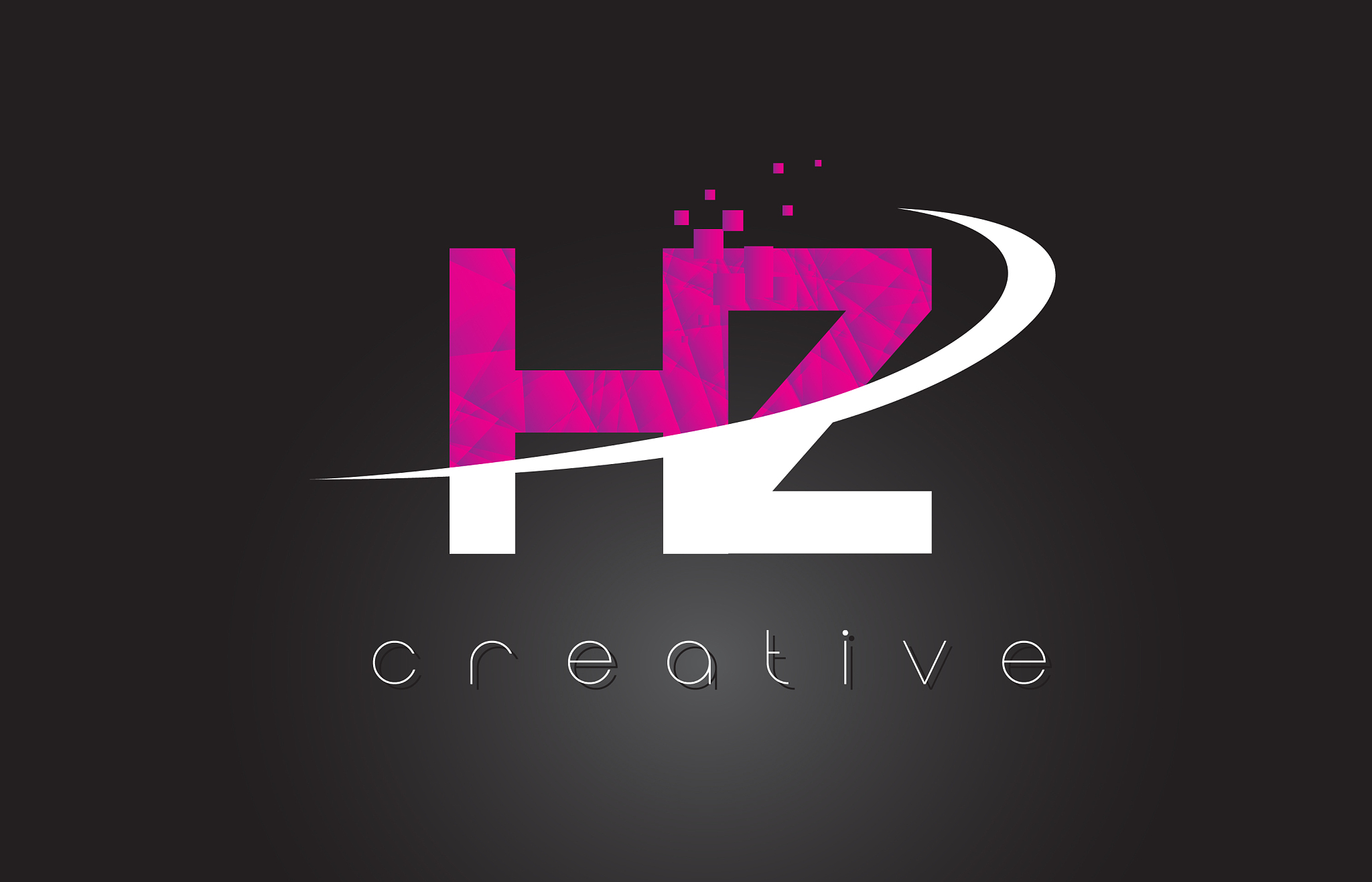 hz h z creative letters design with white pink