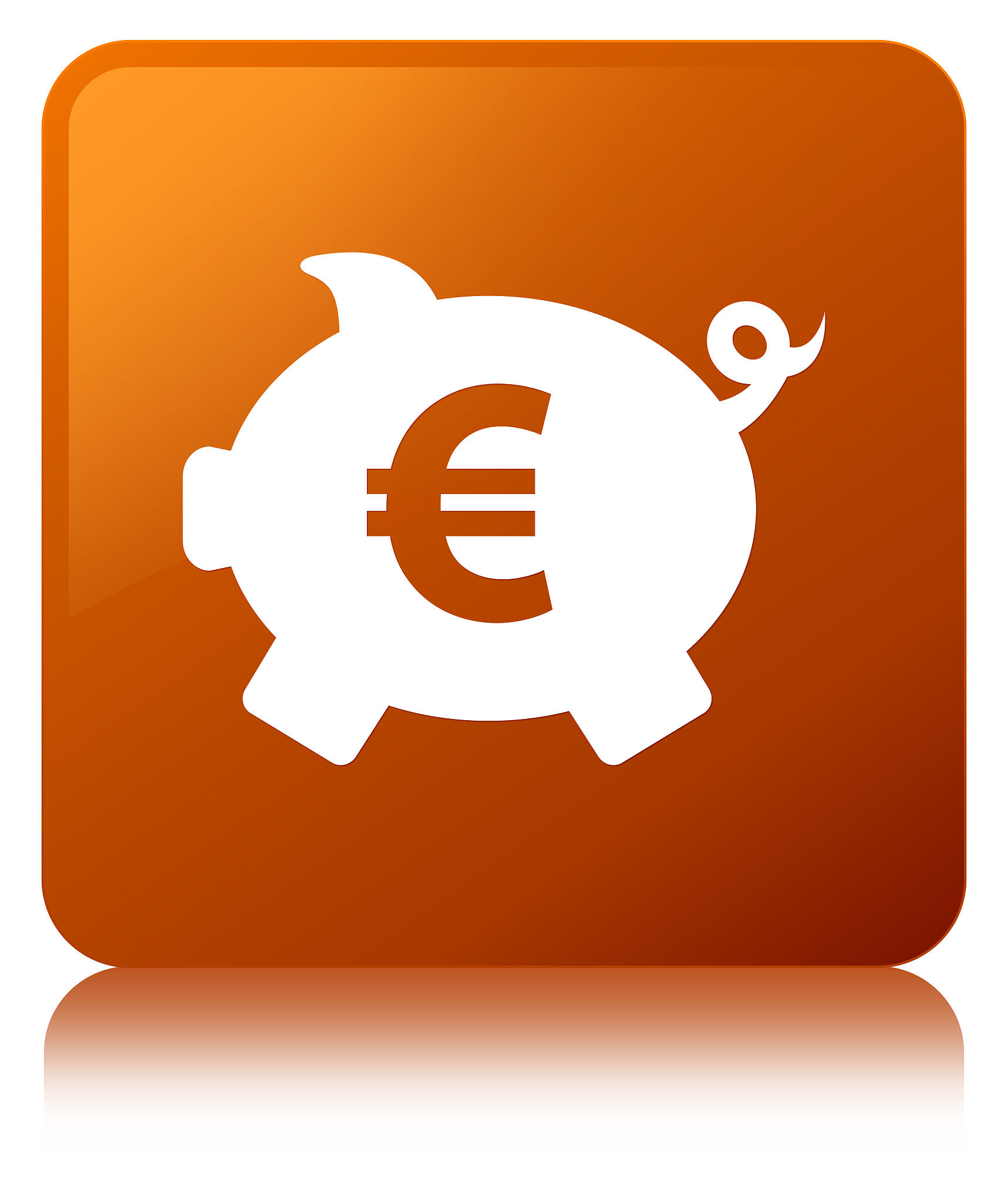 piggy bank euro sign icon brown square button