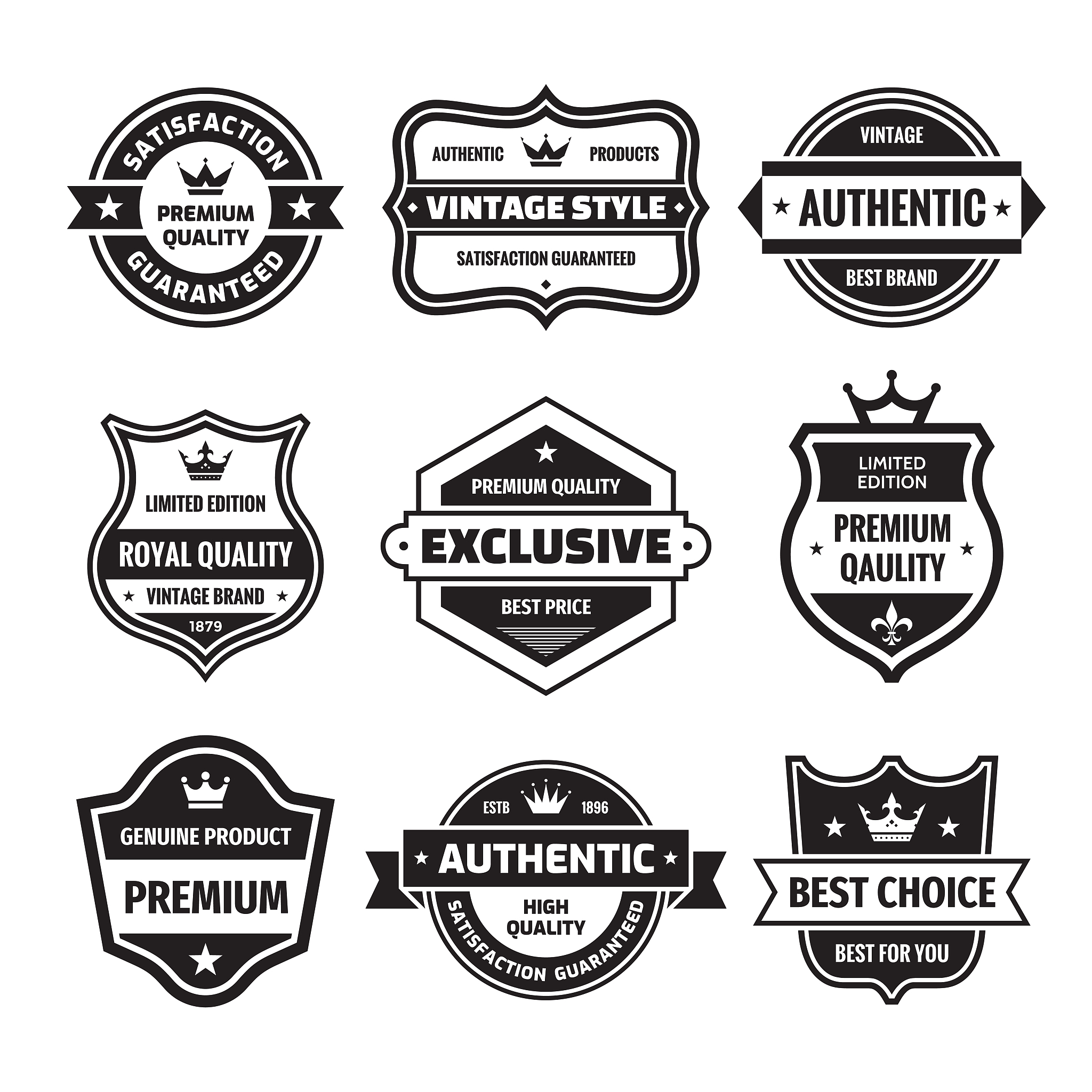 business badges vector set in retro design style. abstract emble
