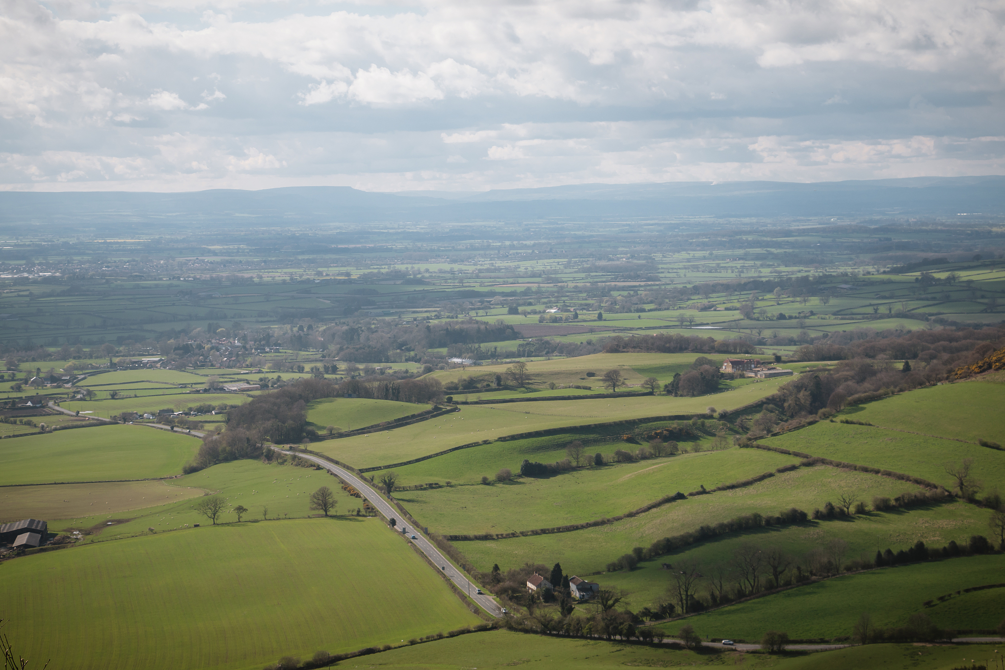 a view from the top of sutton bank, north york moors, yorkshire,