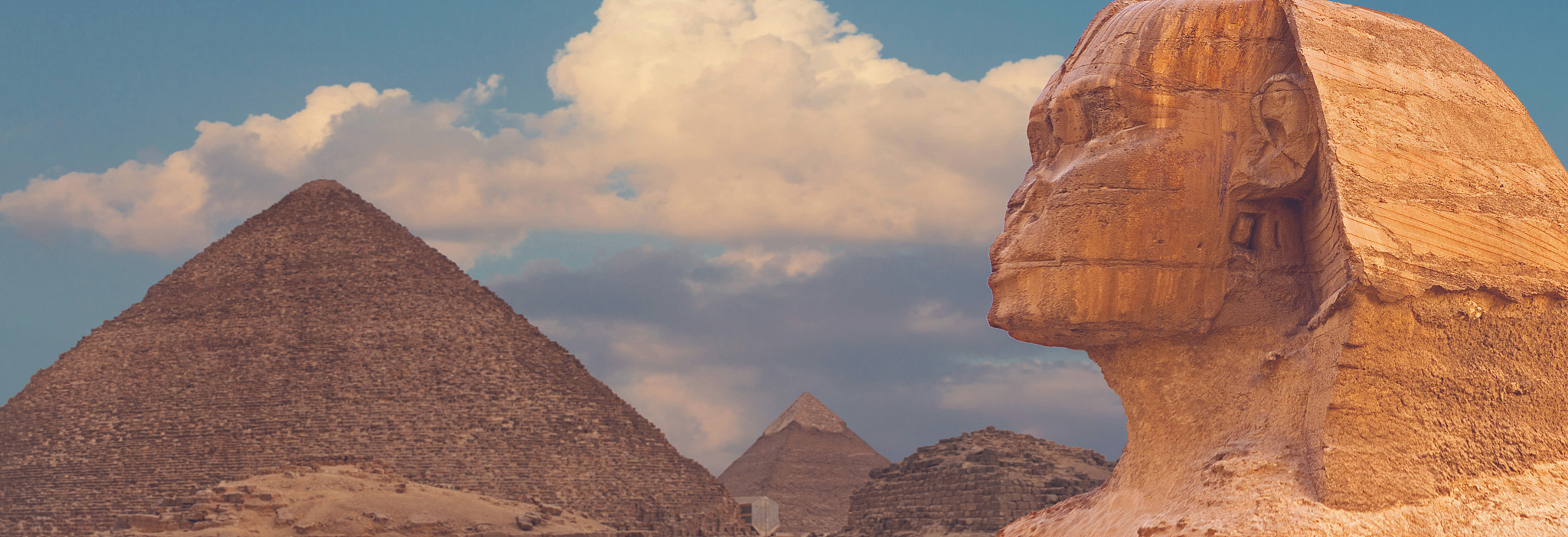 view of the sphinx egypt, the giza plateau in the sahara desert