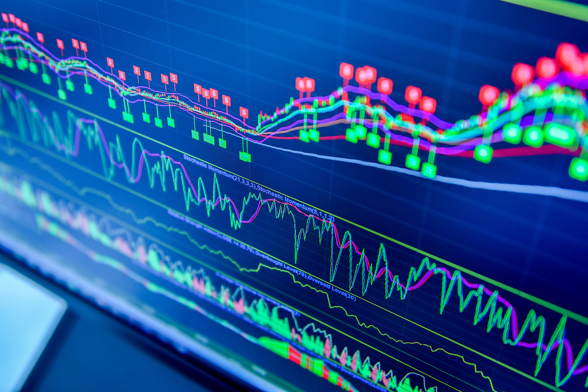 stock market on screen