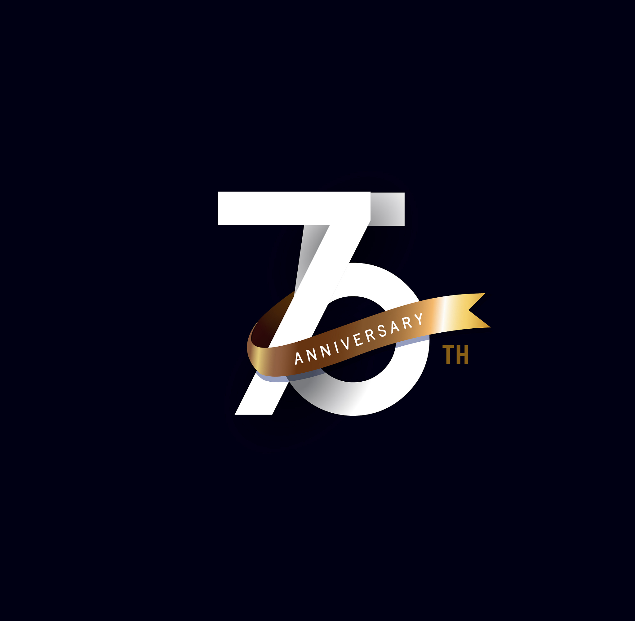75th anniversary icon with gold ribbon. template design for web,