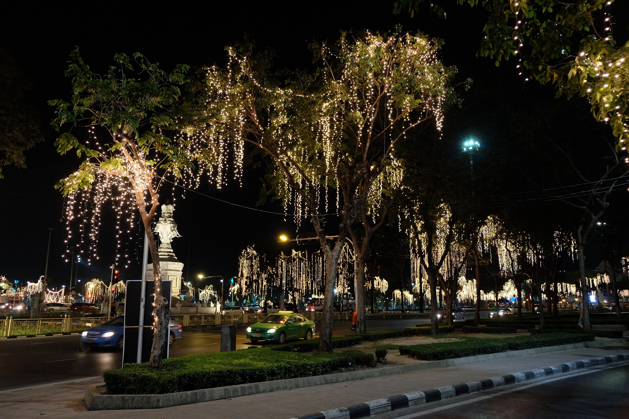 夜幕下的剪影：树与电线交织的城市韵律