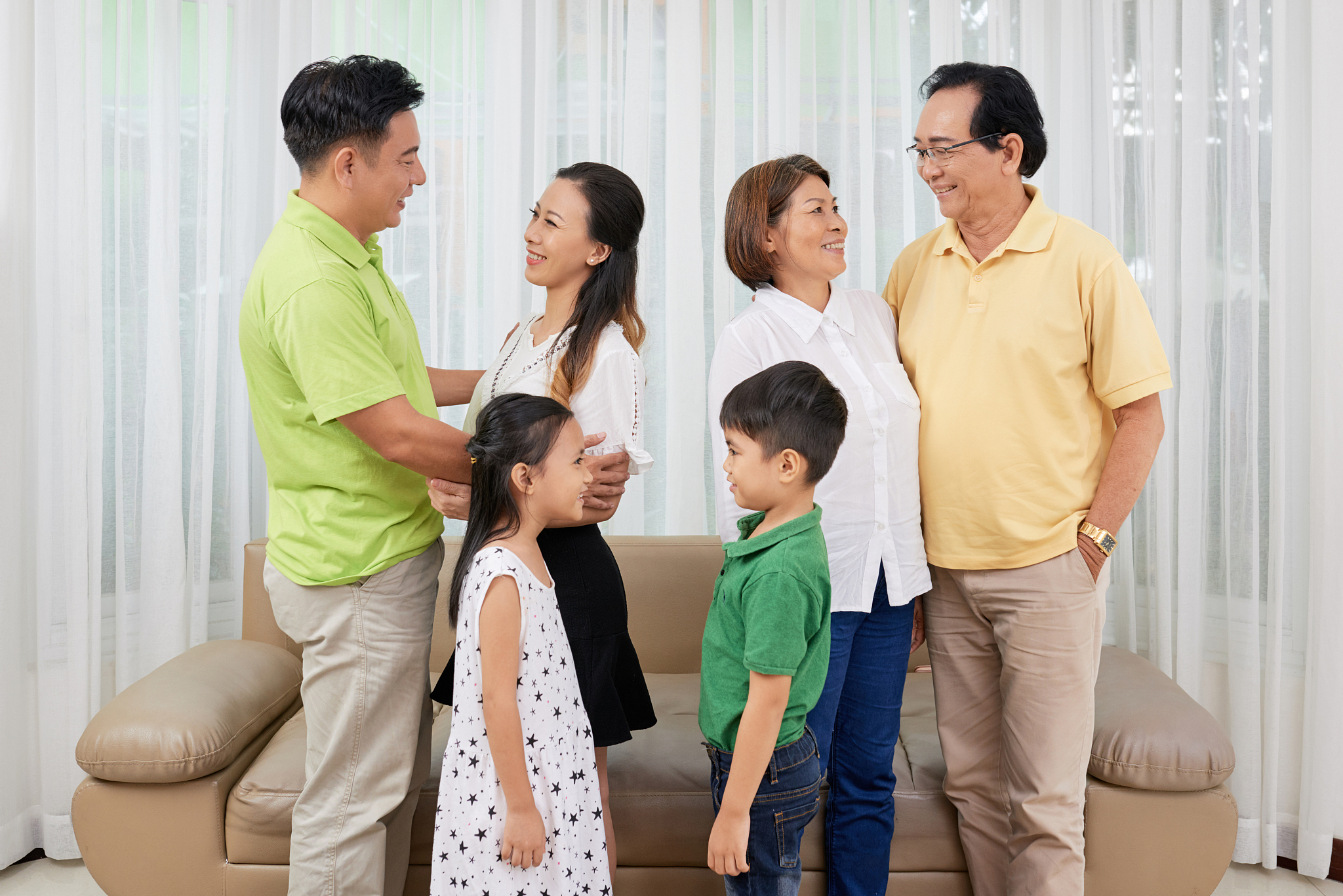 cheerful family members