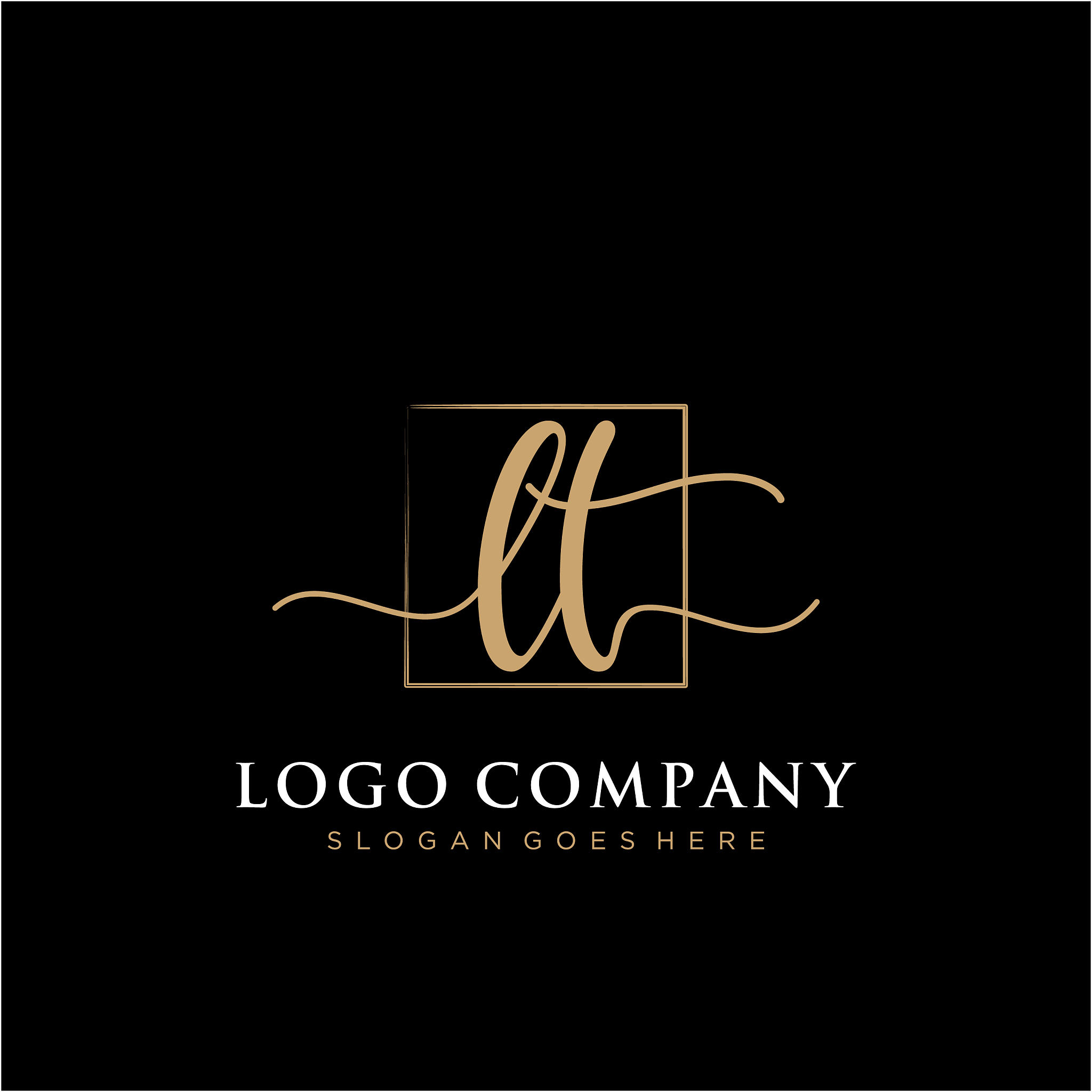 lt initial handwriting logo with rectangle