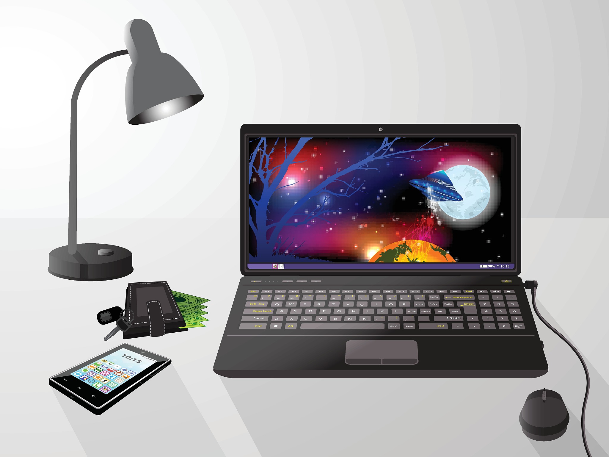 computer screen saver space and ufos