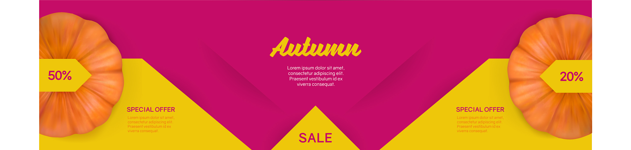 autumn sale bright pink background with pumpkin