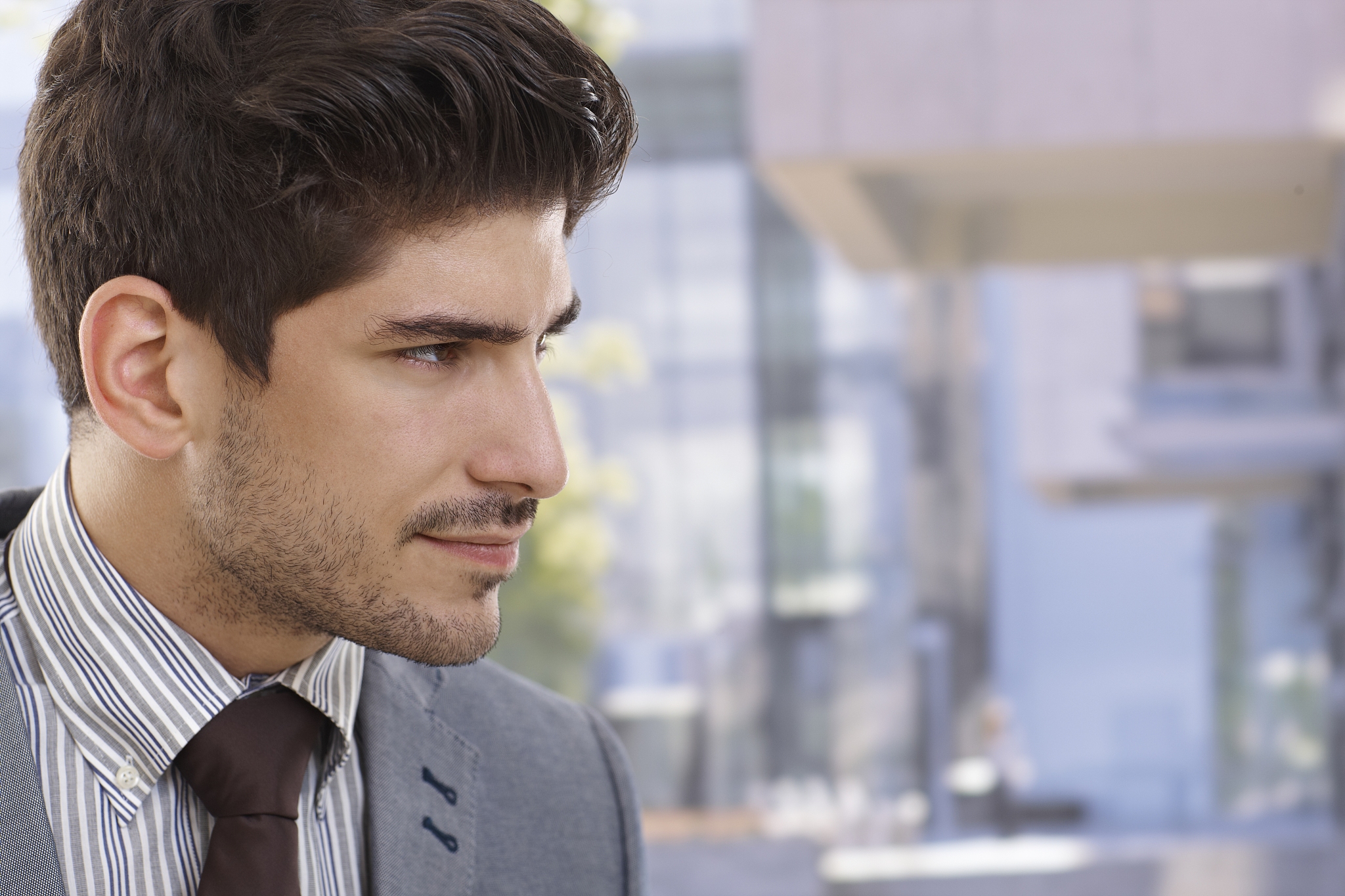 profile of handsome businessman outdoors
