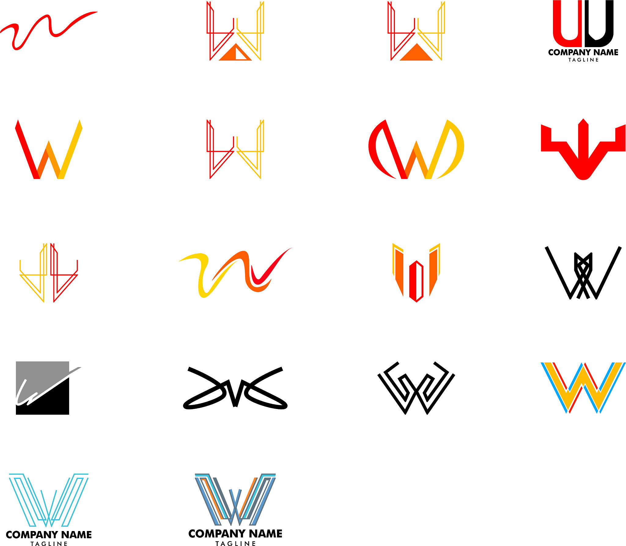 set initial letter w logo template design
