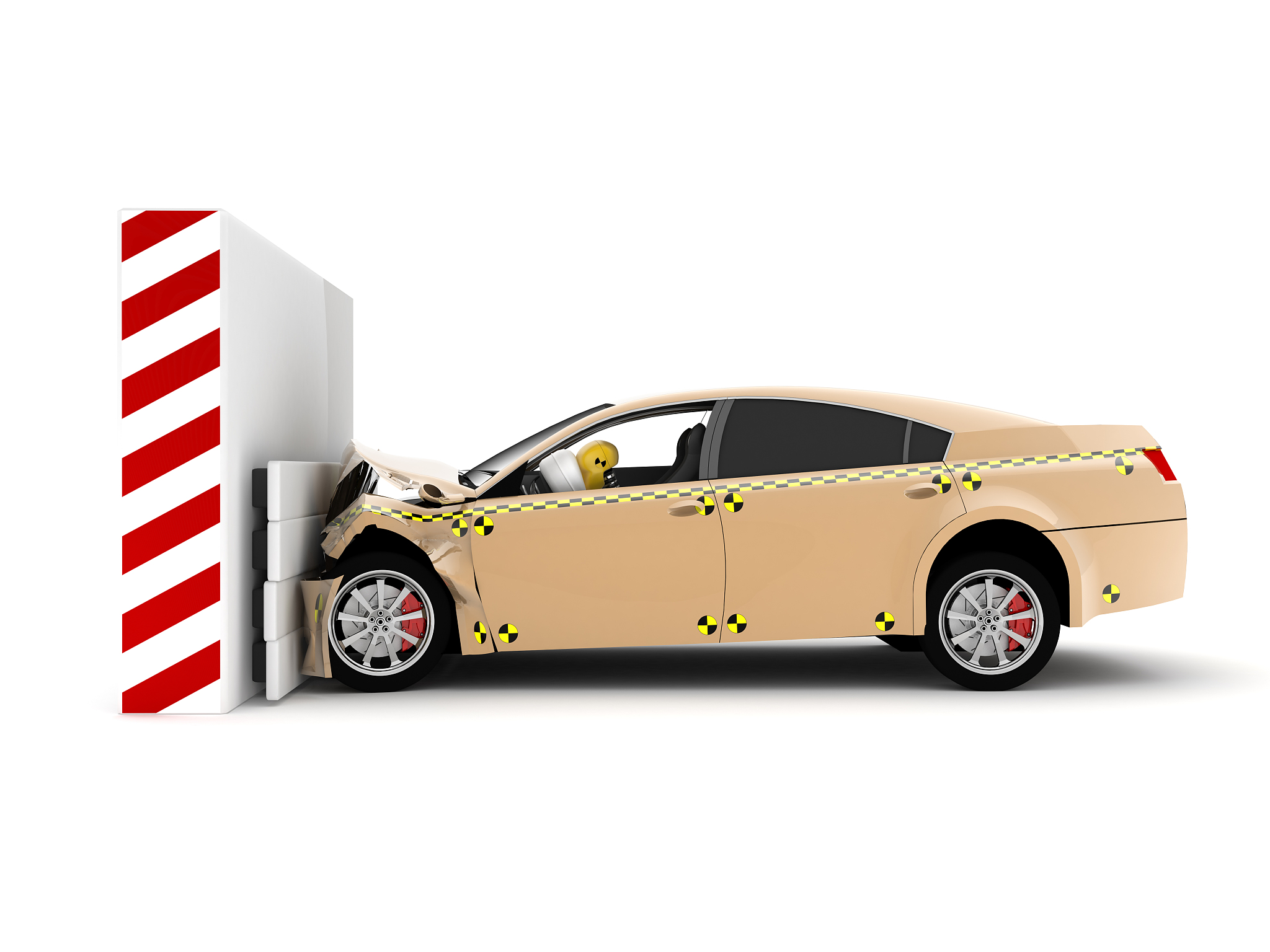 a car crash test running into wall