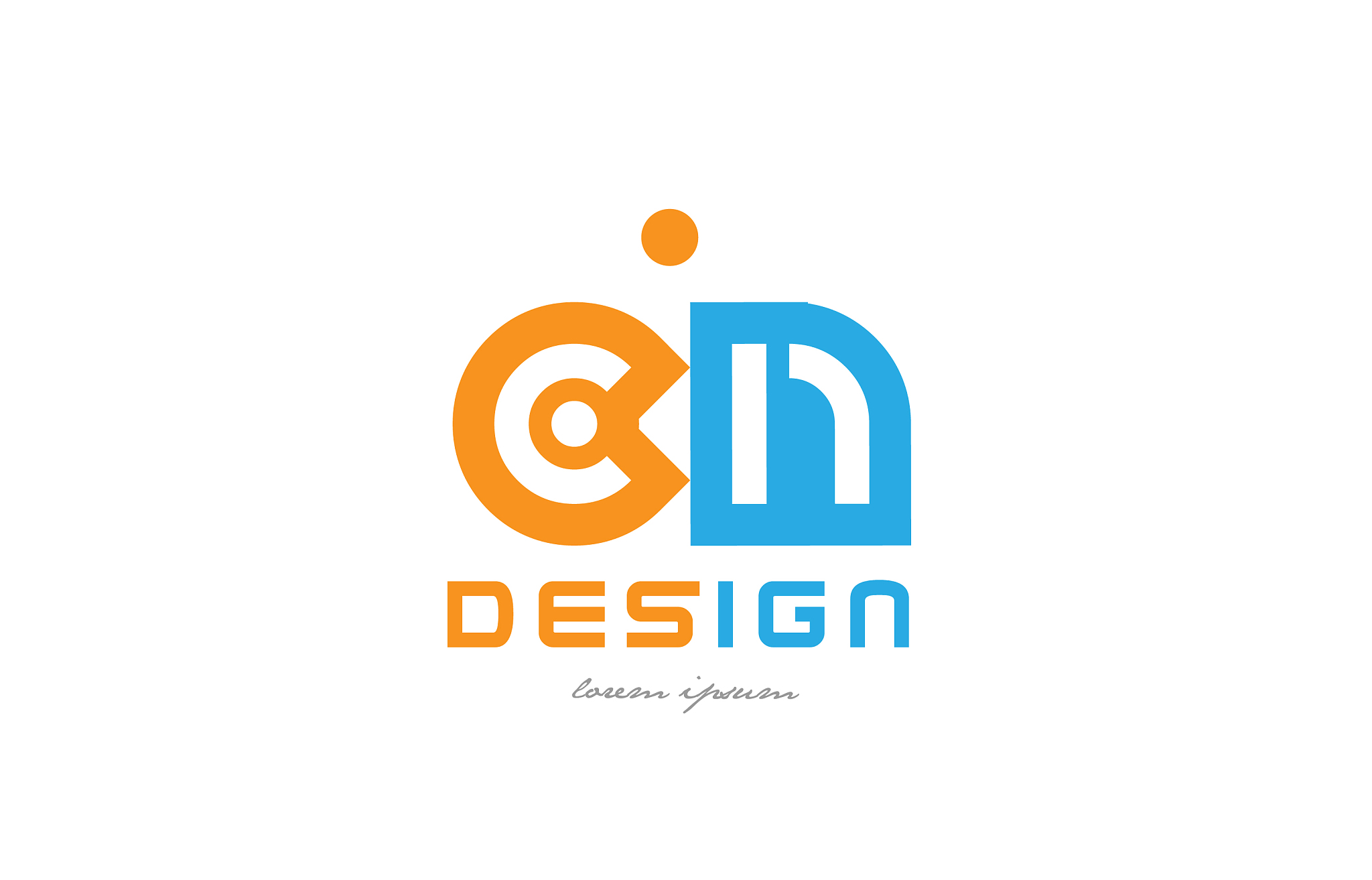 cn c n orange blue alphabet letter logo