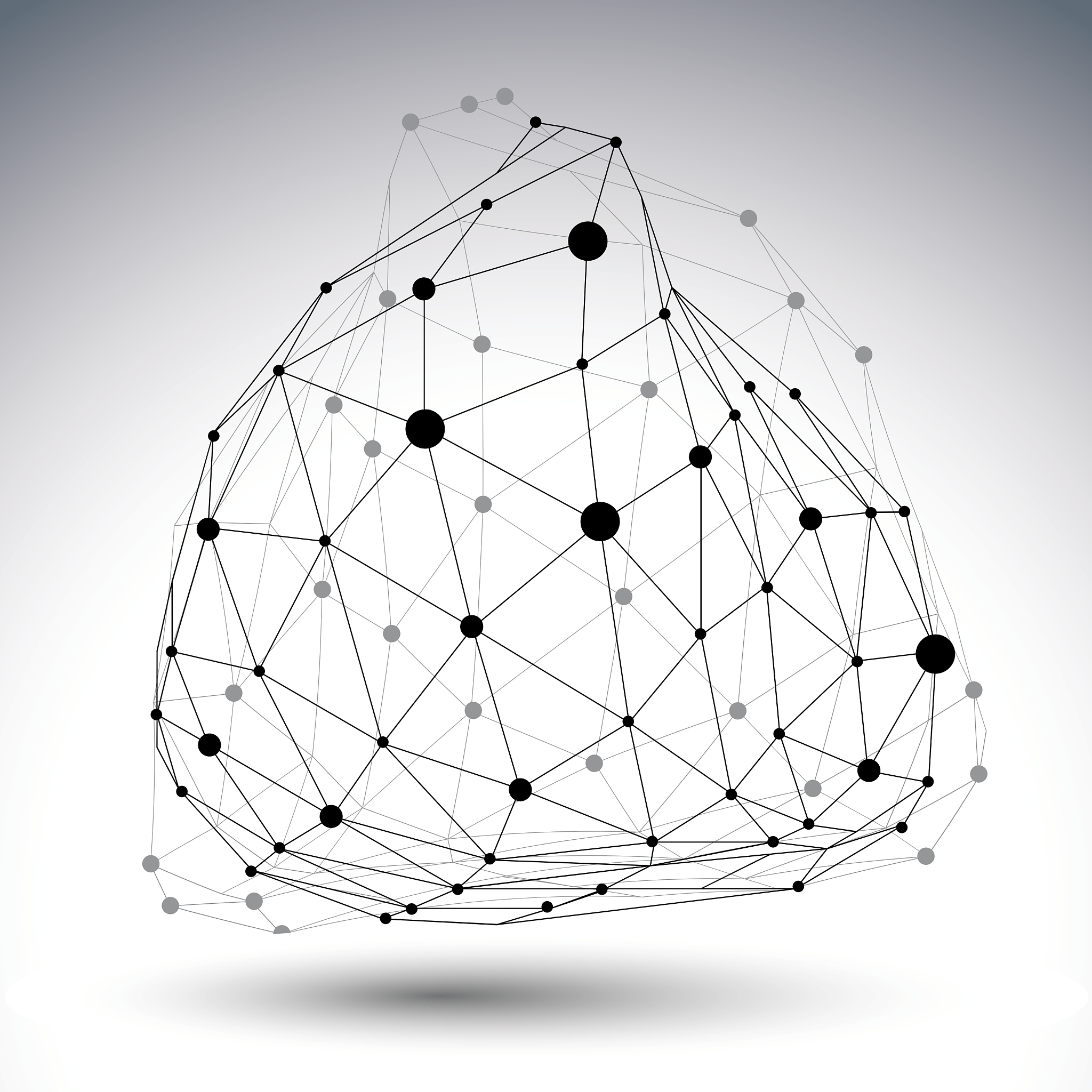 black and white distorted 3d abstract object with
