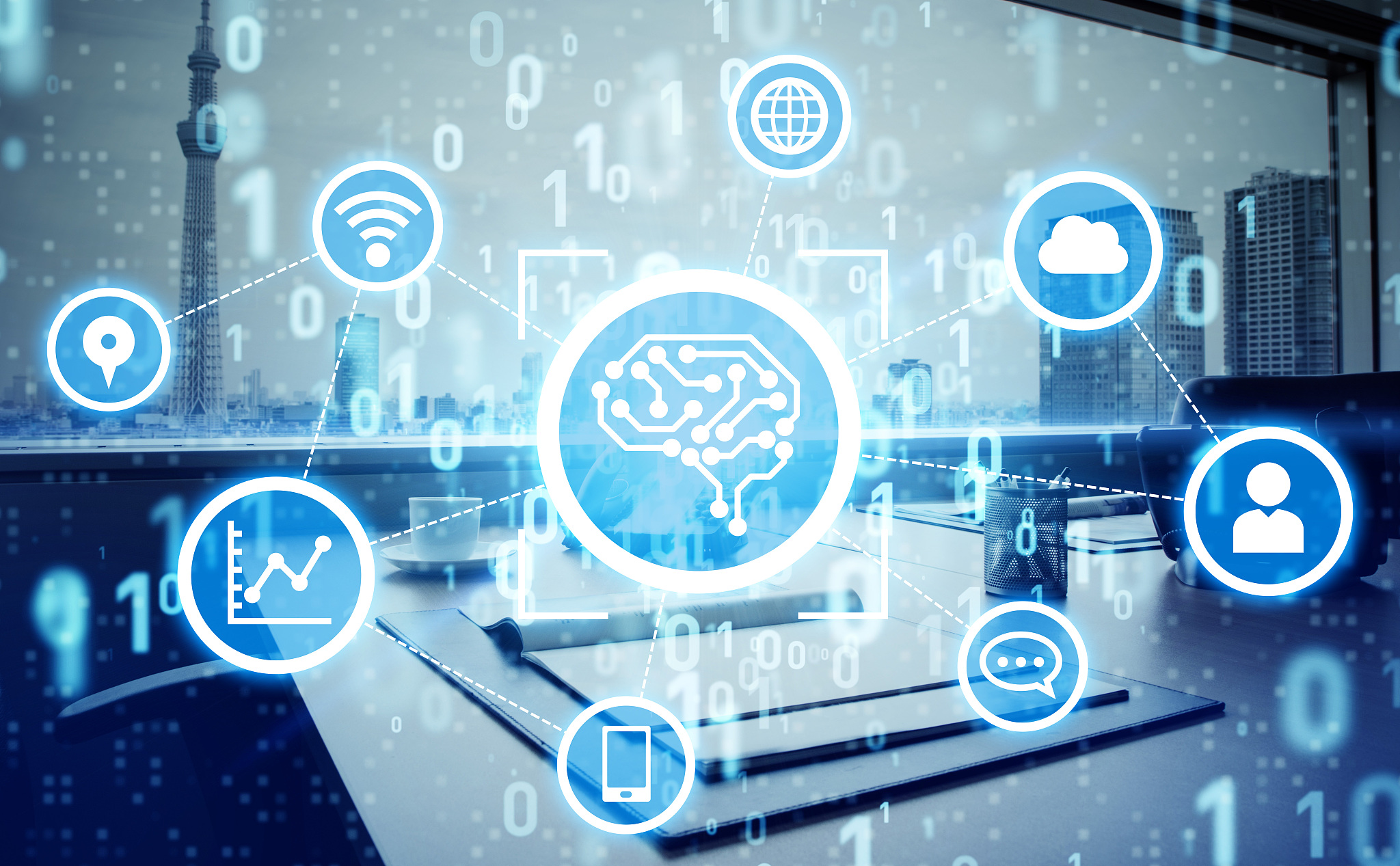 ai (artificial intelligence) concept. electronic circuit. commun