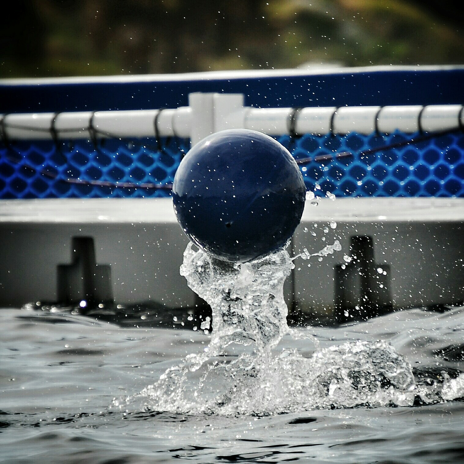 ball on splashed water in swimming pool