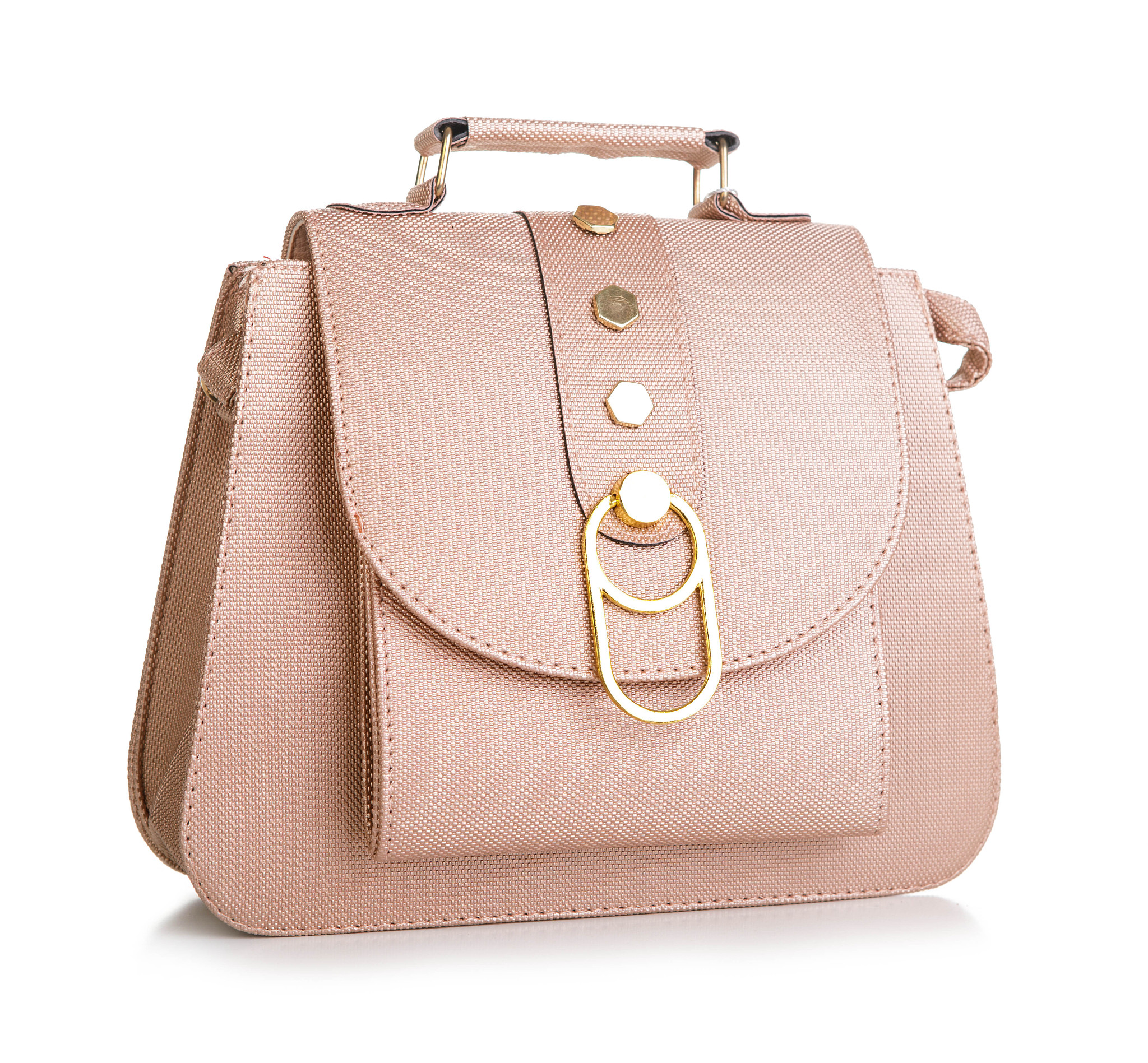 women's fashion accessories. leather woman handbag on white back