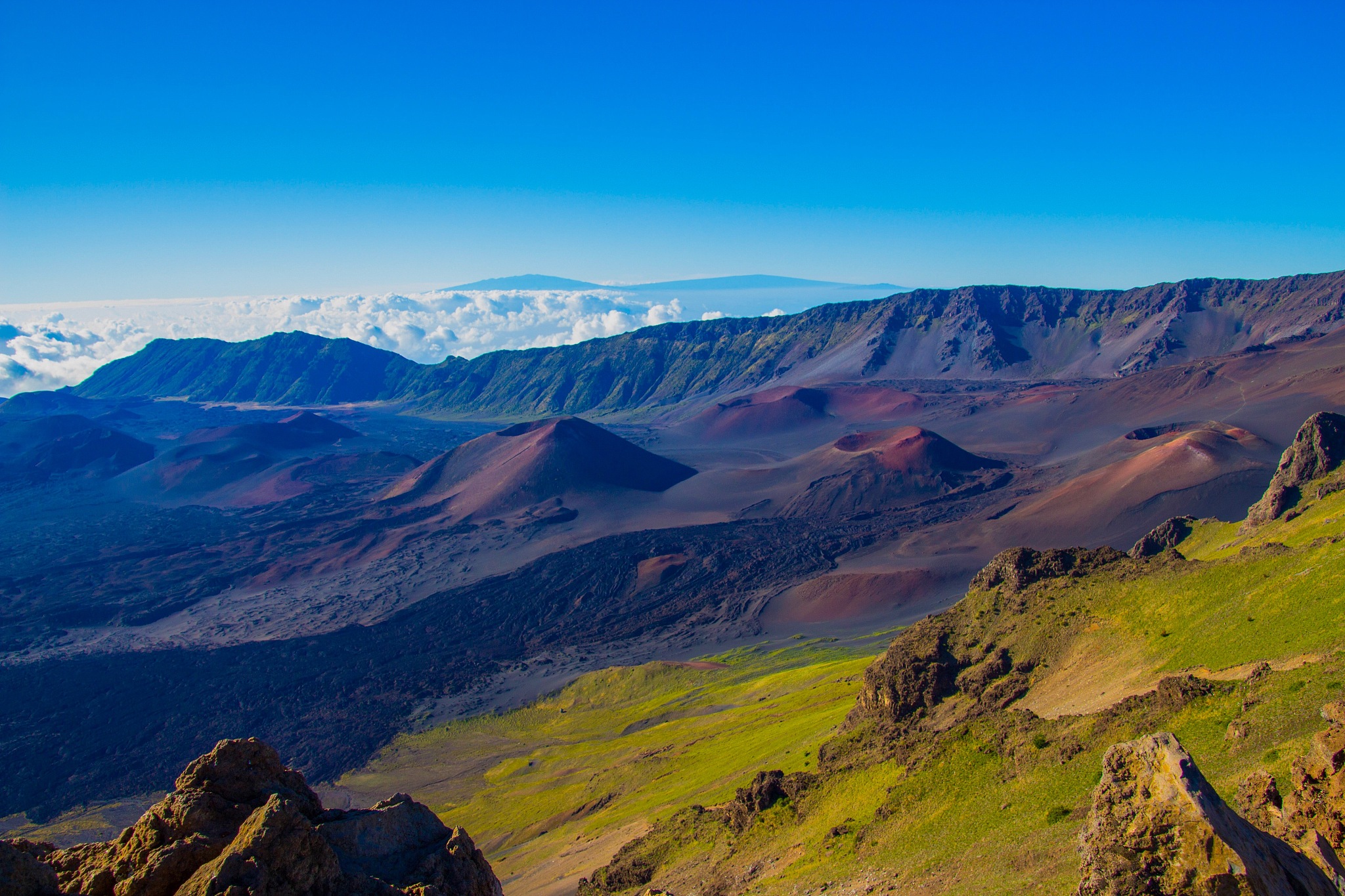 scenic view of mountains against clear blue sky