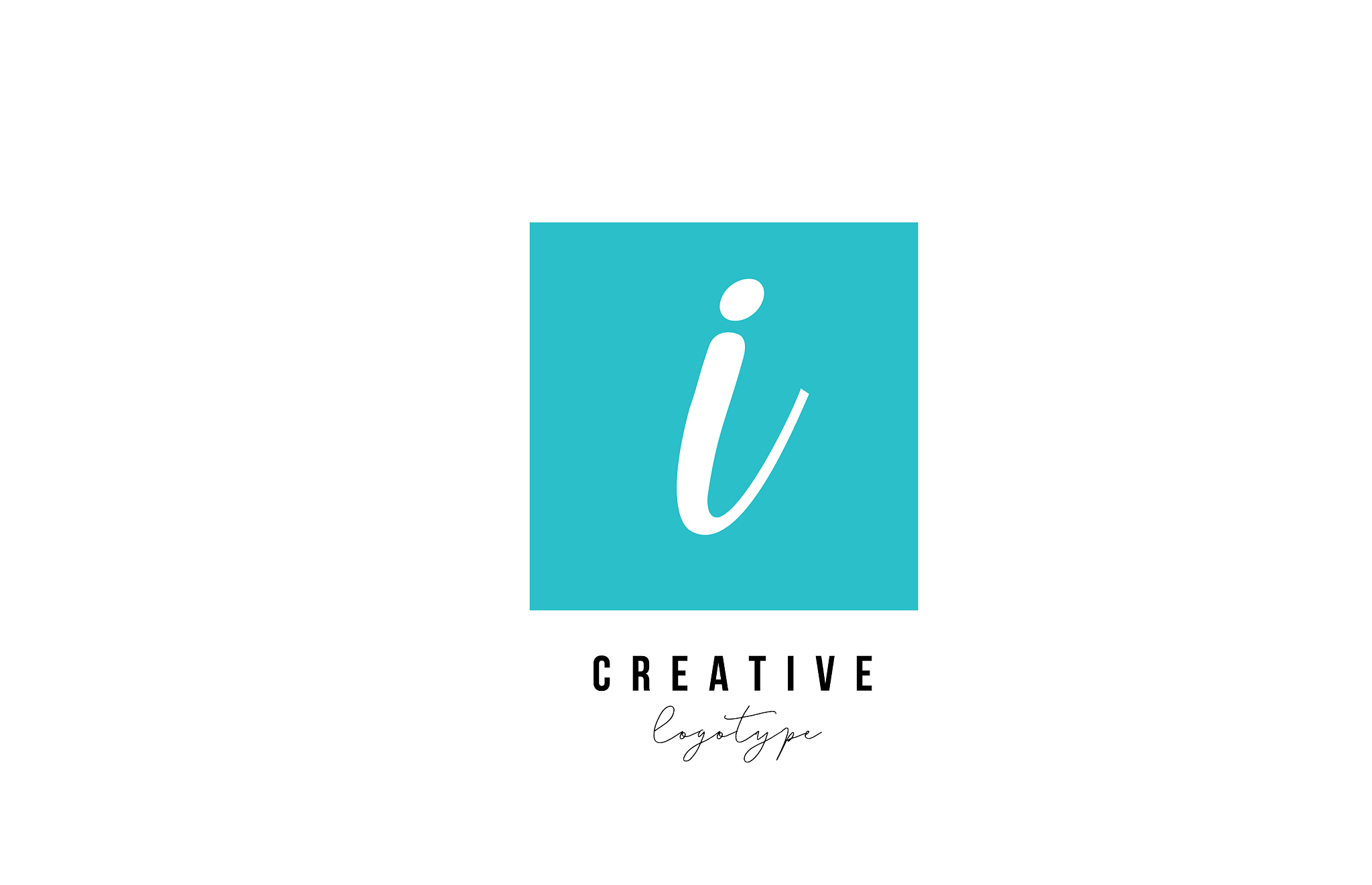 blue i square alphabet letter logo icon design