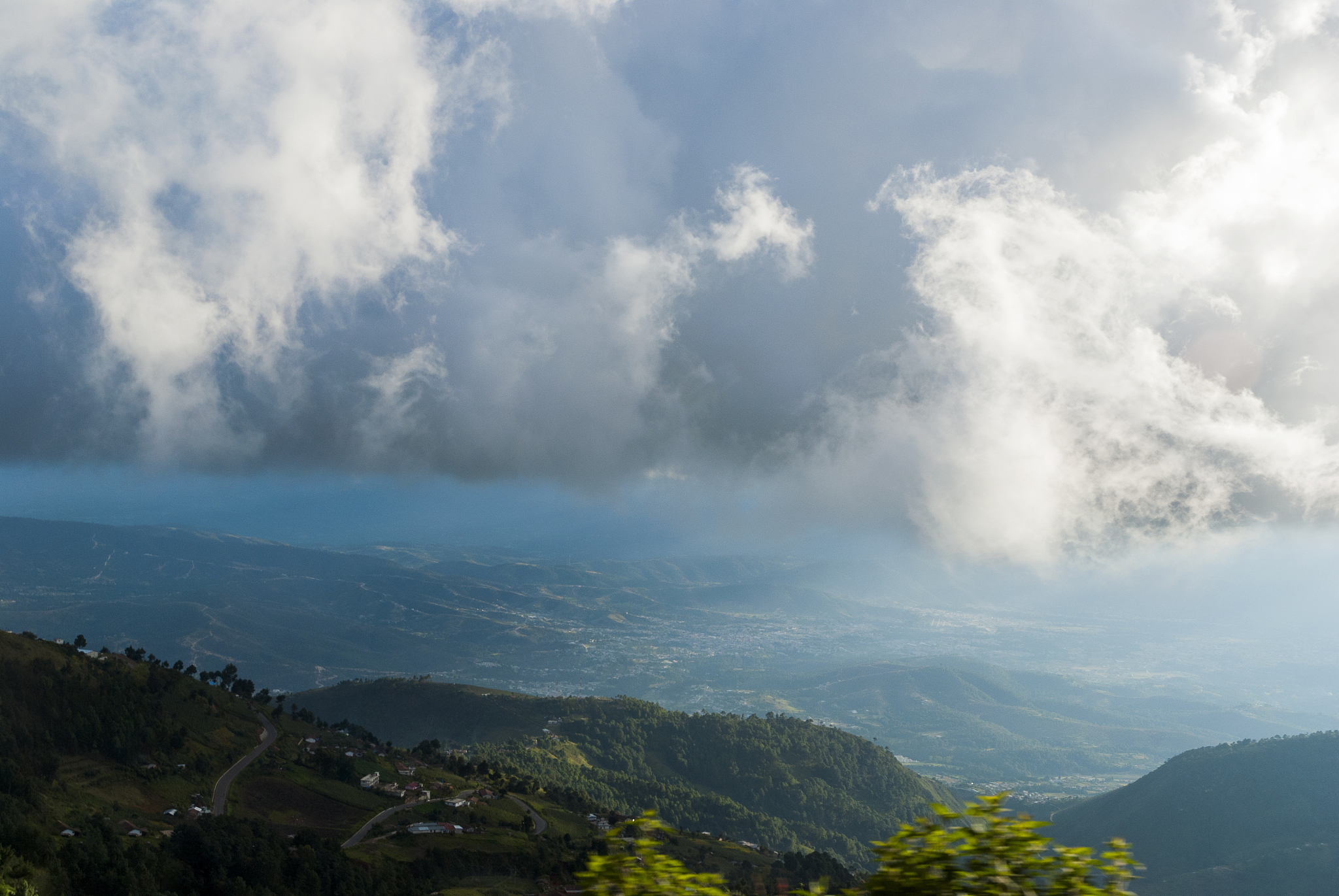 mountain valley and blue sky with clouds, huehuetenango, guatema