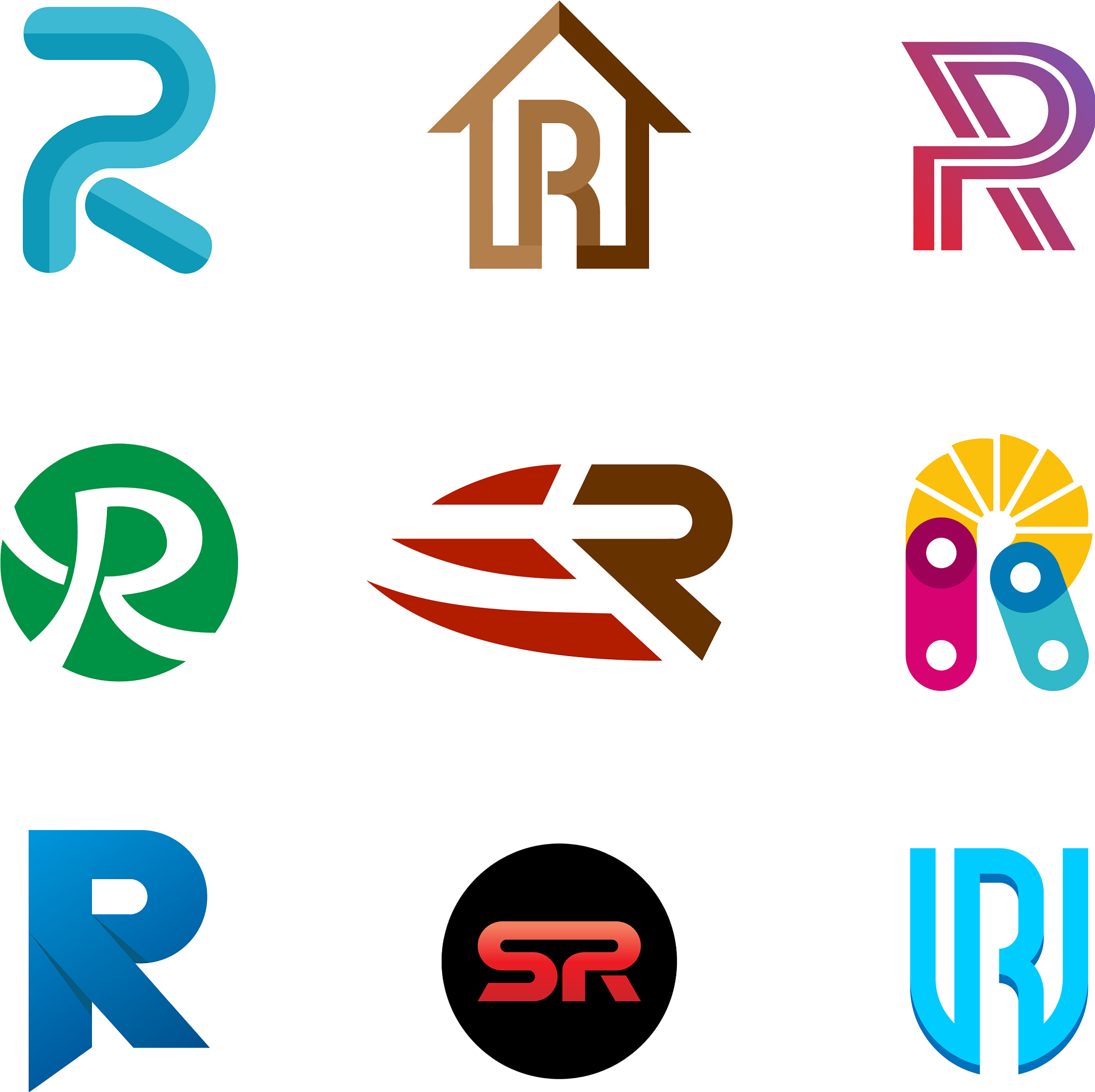 letter r logo set color icon templates design