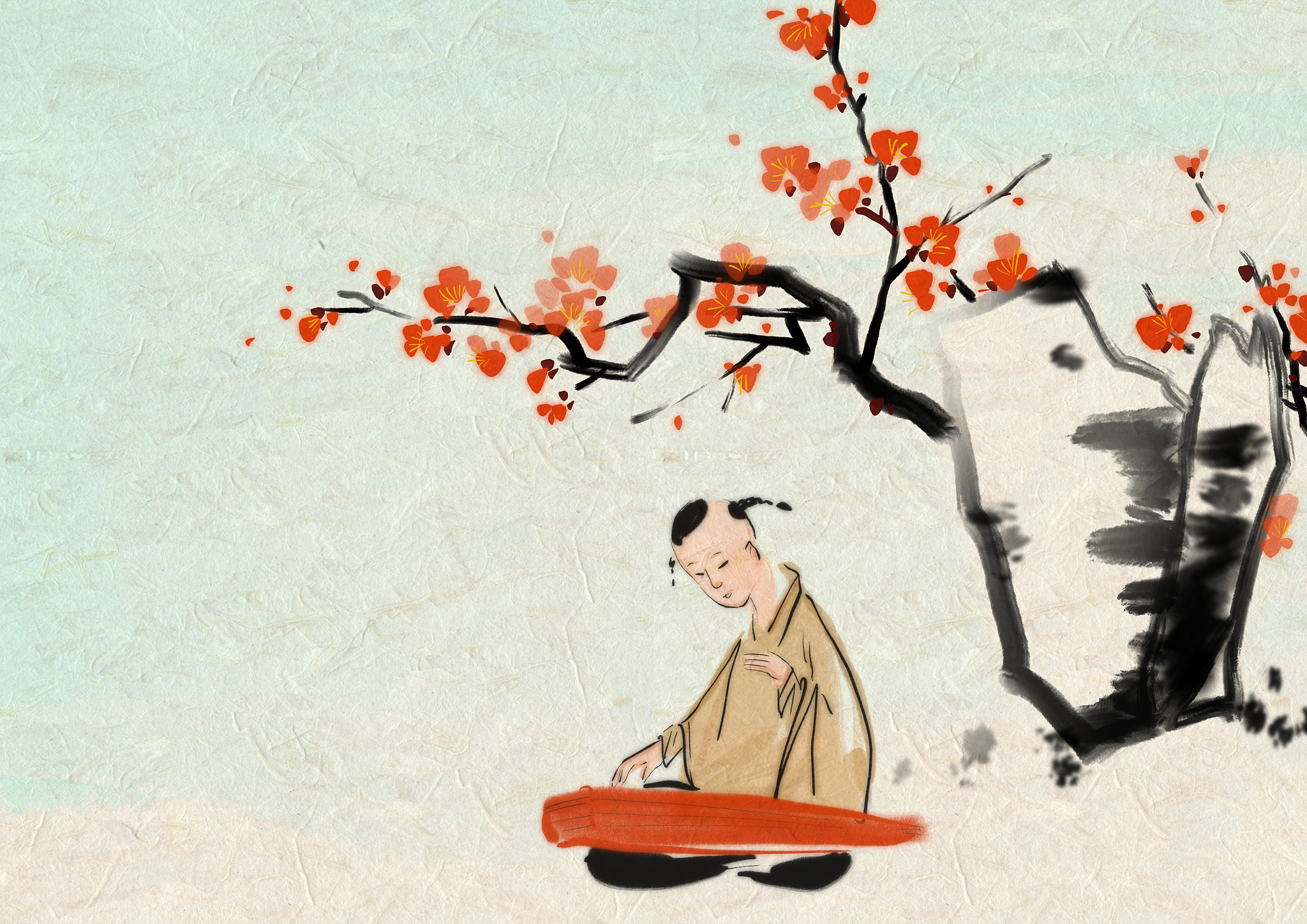 复古水墨画插图古代成语故事