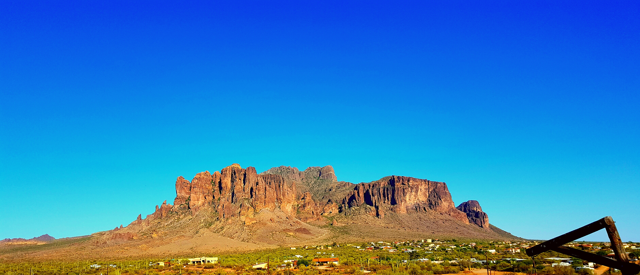 scenic view of superstition mountains against clear sky