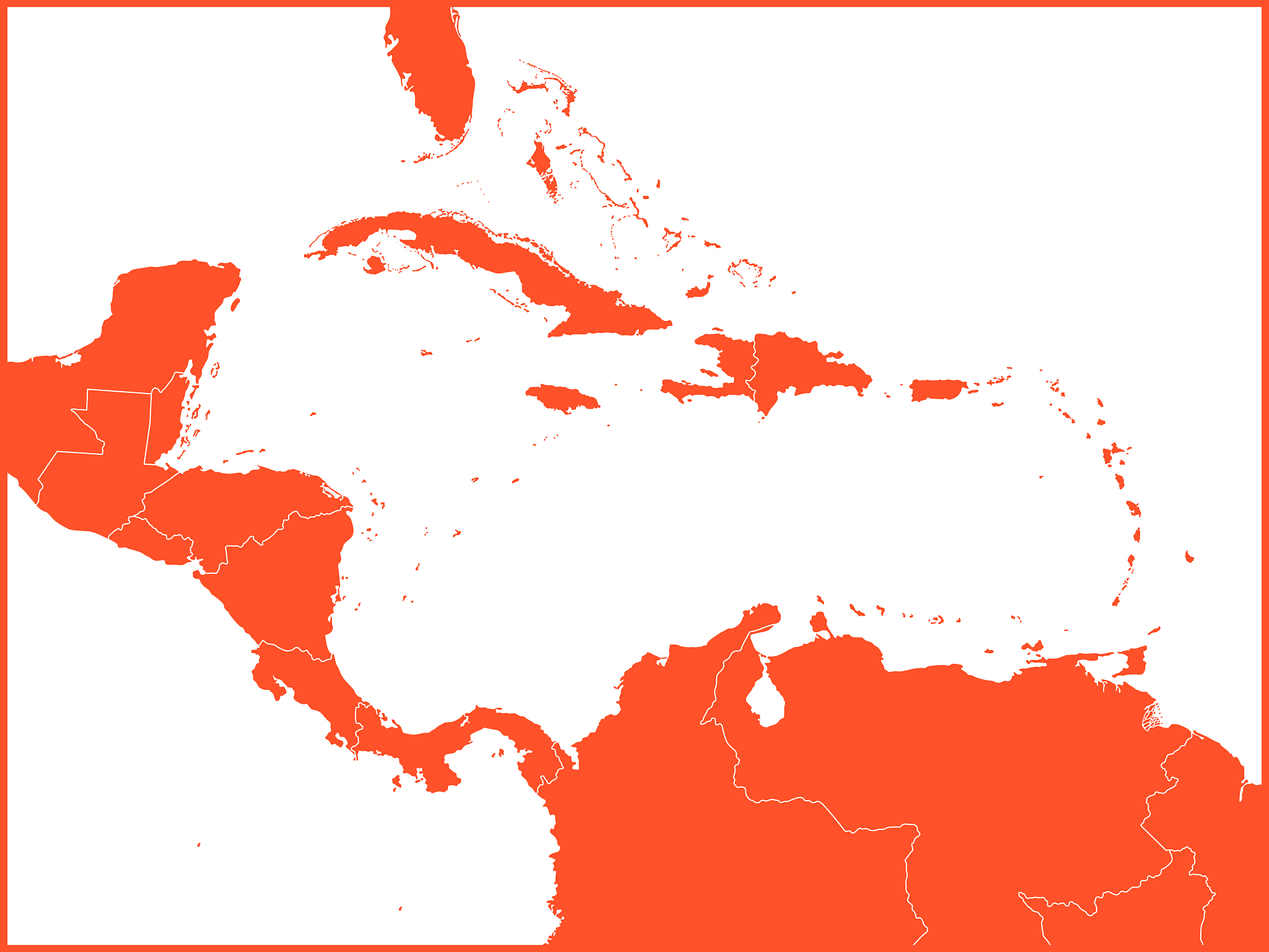 central america and the caribbean map. vector illustration with 