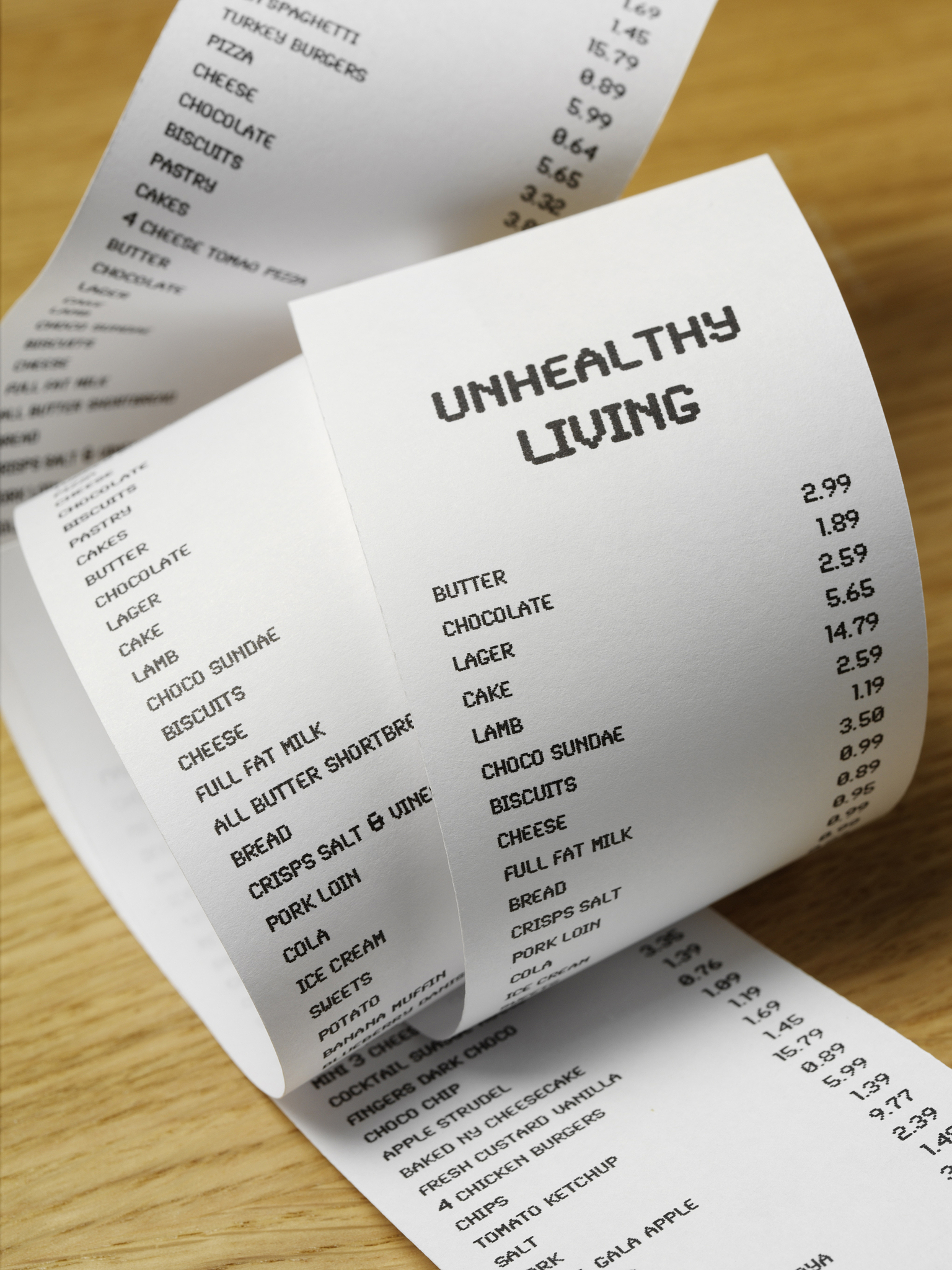 unhealthy shopping receipt