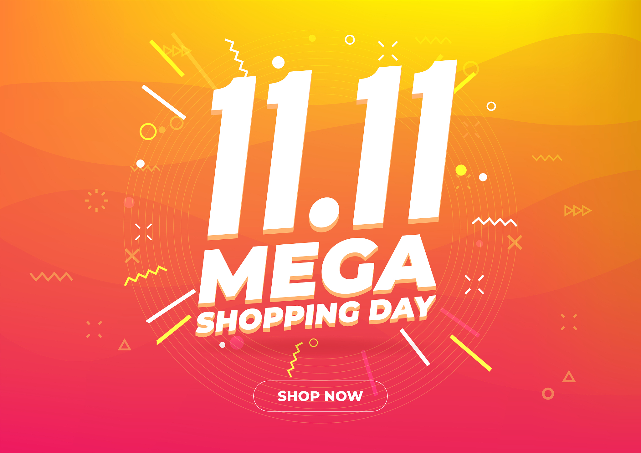 11.11 mega shopping day sale poster or flyer design. global shop